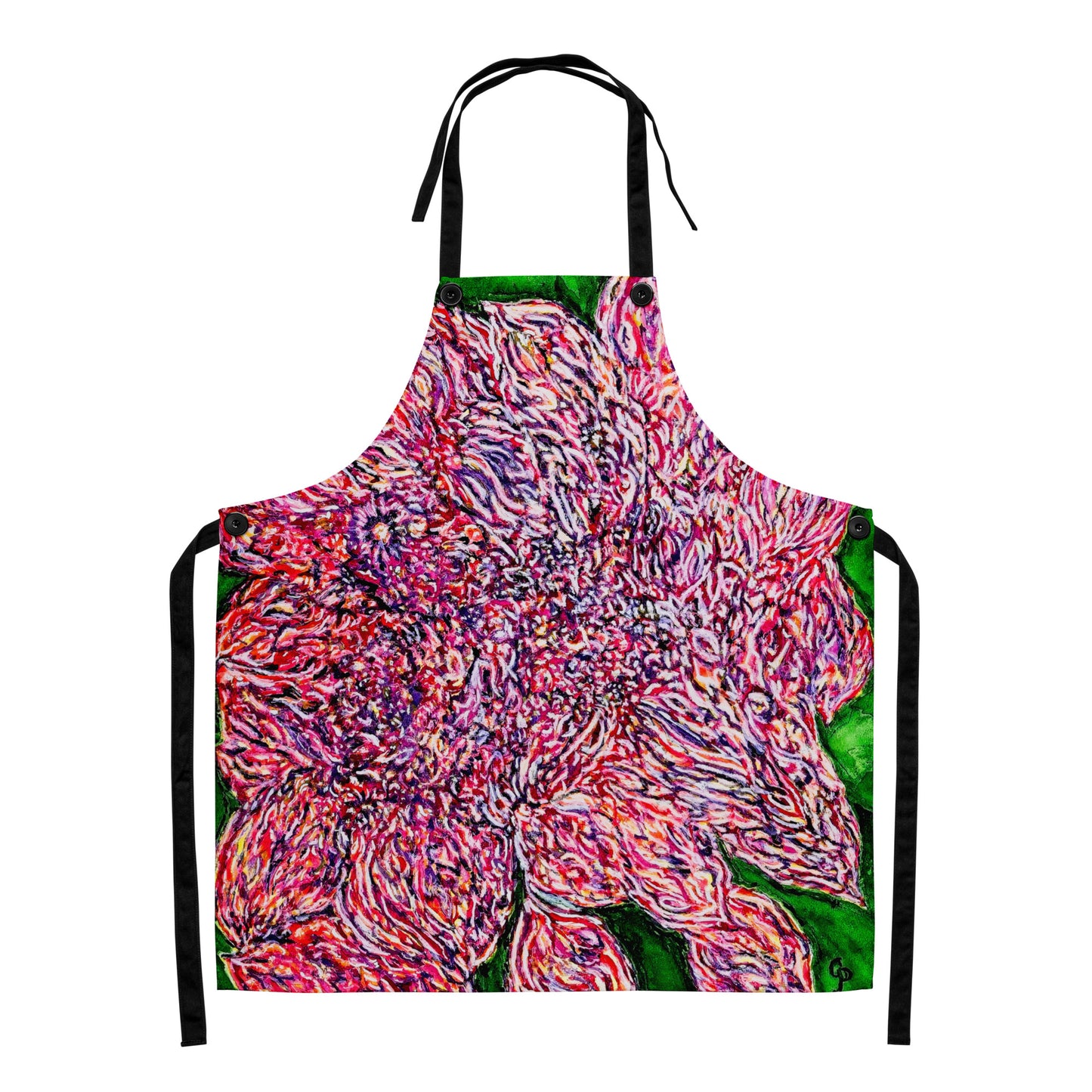 Durable kitchen apron featuring original artwork—adjustable fit with spacious front pockets, perfect for cooking, baking, grilling, or crafting in style; ideal for home chefs and creative gift ideas.