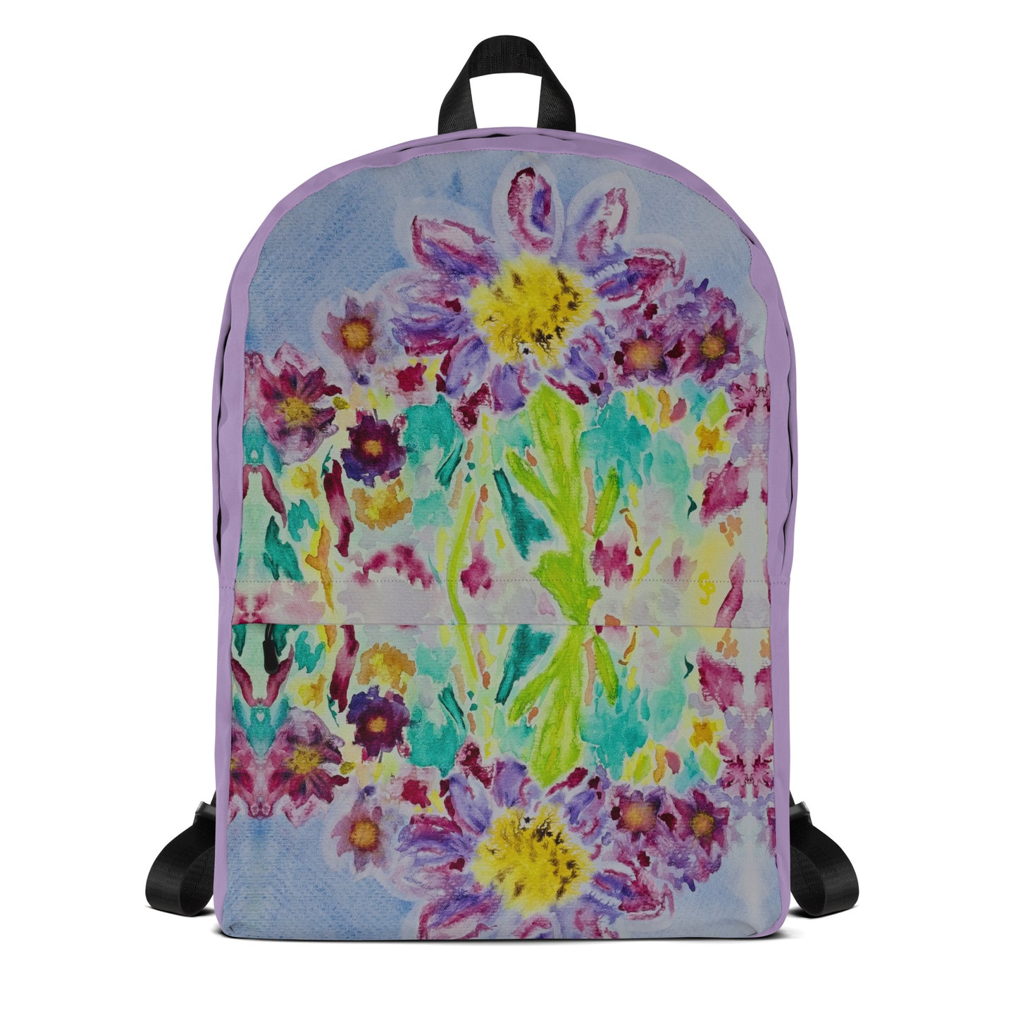 Stylish backpack featuring original artwork, with spacious compartments and durable construction—perfect for school, travel, work, or everyday use; combines function with artistic flair.
