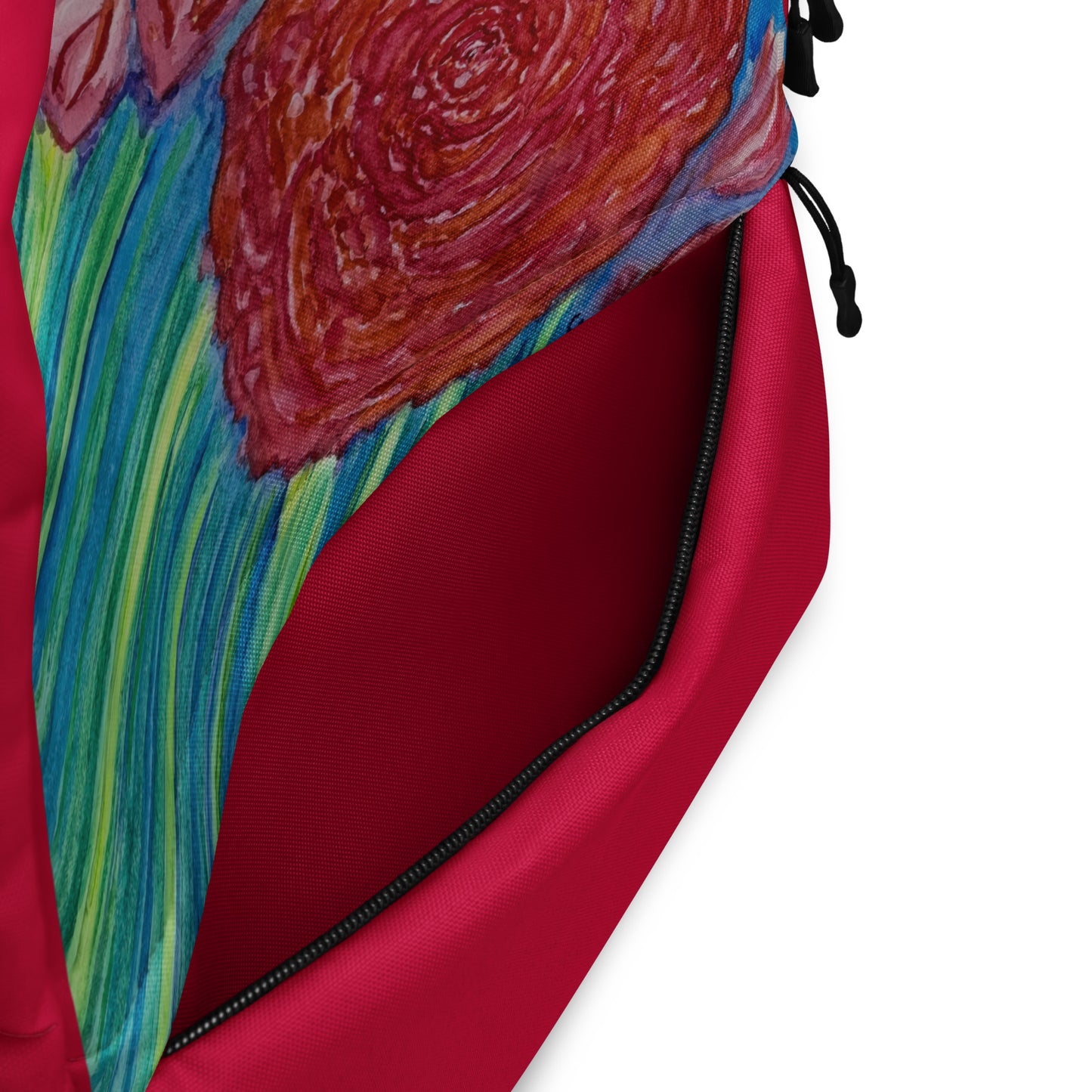 Stylish backpack featuring original artwork, with spacious compartments and durable construction—perfect for school, travel, work, or everyday use; combines function with artistic flair.