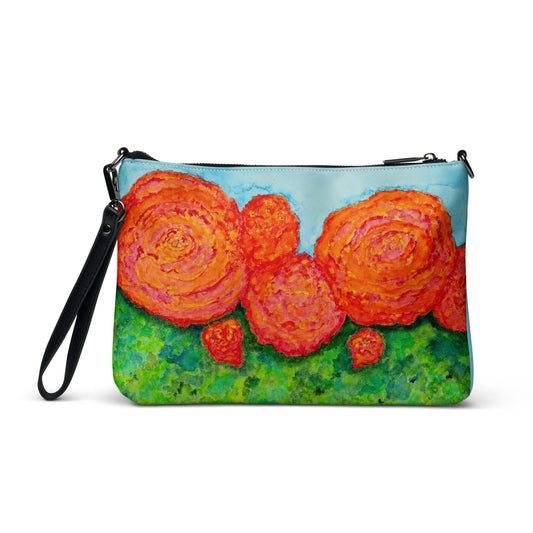 Stylish crossbody bag featuring original artwork—compact, lightweight, and designed for hands-free convenience; perfect for everyday use, travel, or festivals with artistic flair and functional storage.