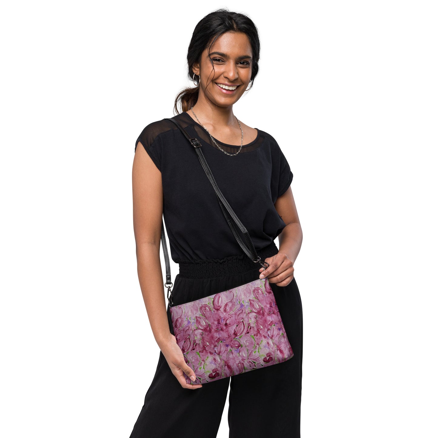 Stylish crossbody bag featuring original artwork—compact, lightweight, and designed for hands-free convenience; perfect for everyday use, travel, or festivals with artistic flair and functional storage.