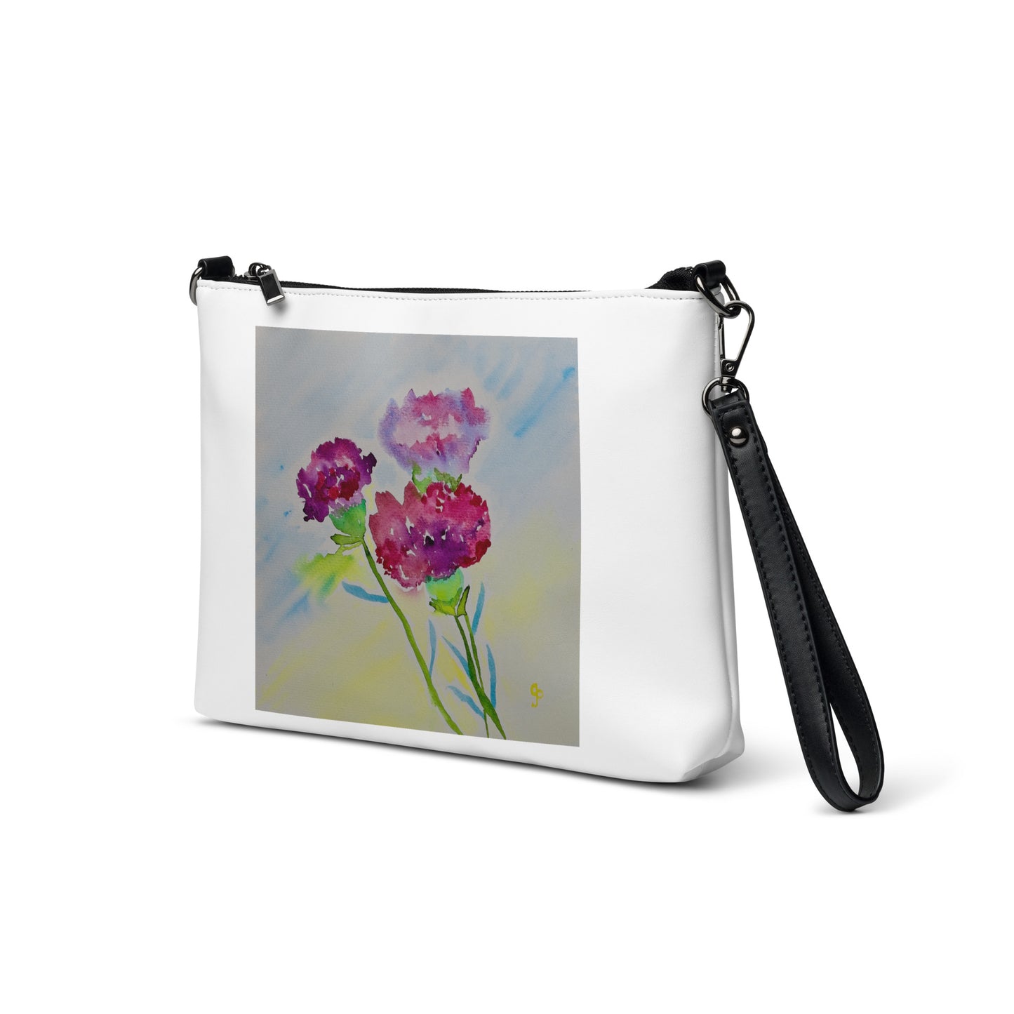 Stylish crossbody bag featuring original artwork—compact, lightweight, and designed for hands-free convenience; perfect for everyday use, travel, or festivals with artistic flair and functional storage.