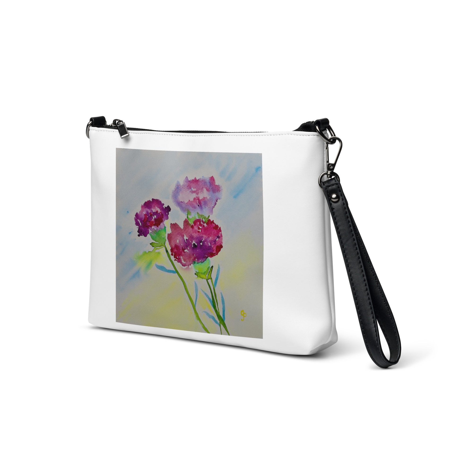 Stylish crossbody bag featuring original artwork—compact, lightweight, and designed for hands-free convenience; perfect for everyday use, travel, or festivals with artistic flair and functional storage.