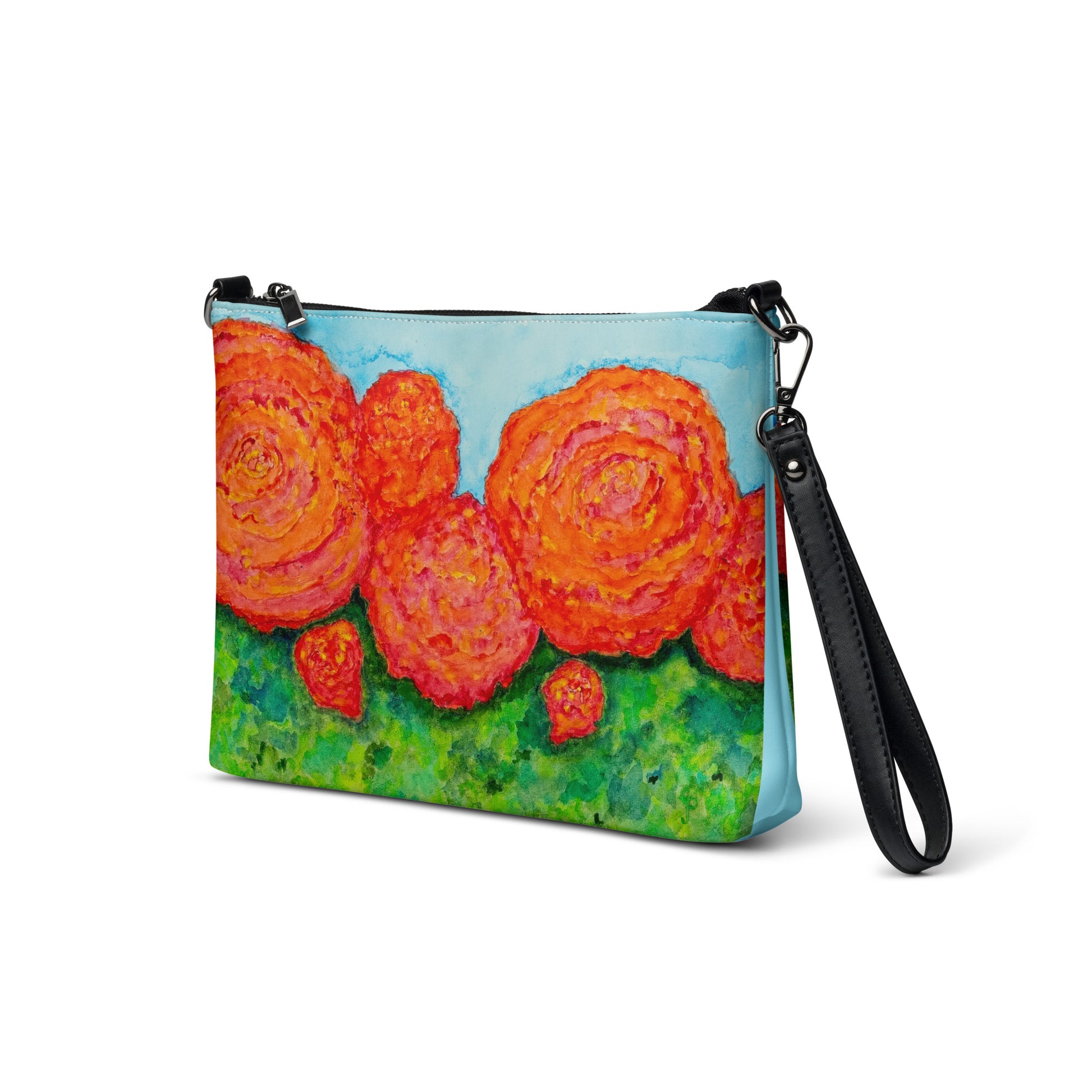 Stylish crossbody bag featuring original artwork—compact, lightweight, and designed for hands-free convenience; perfect for everyday use, travel, or festivals with artistic flair and functional storage.