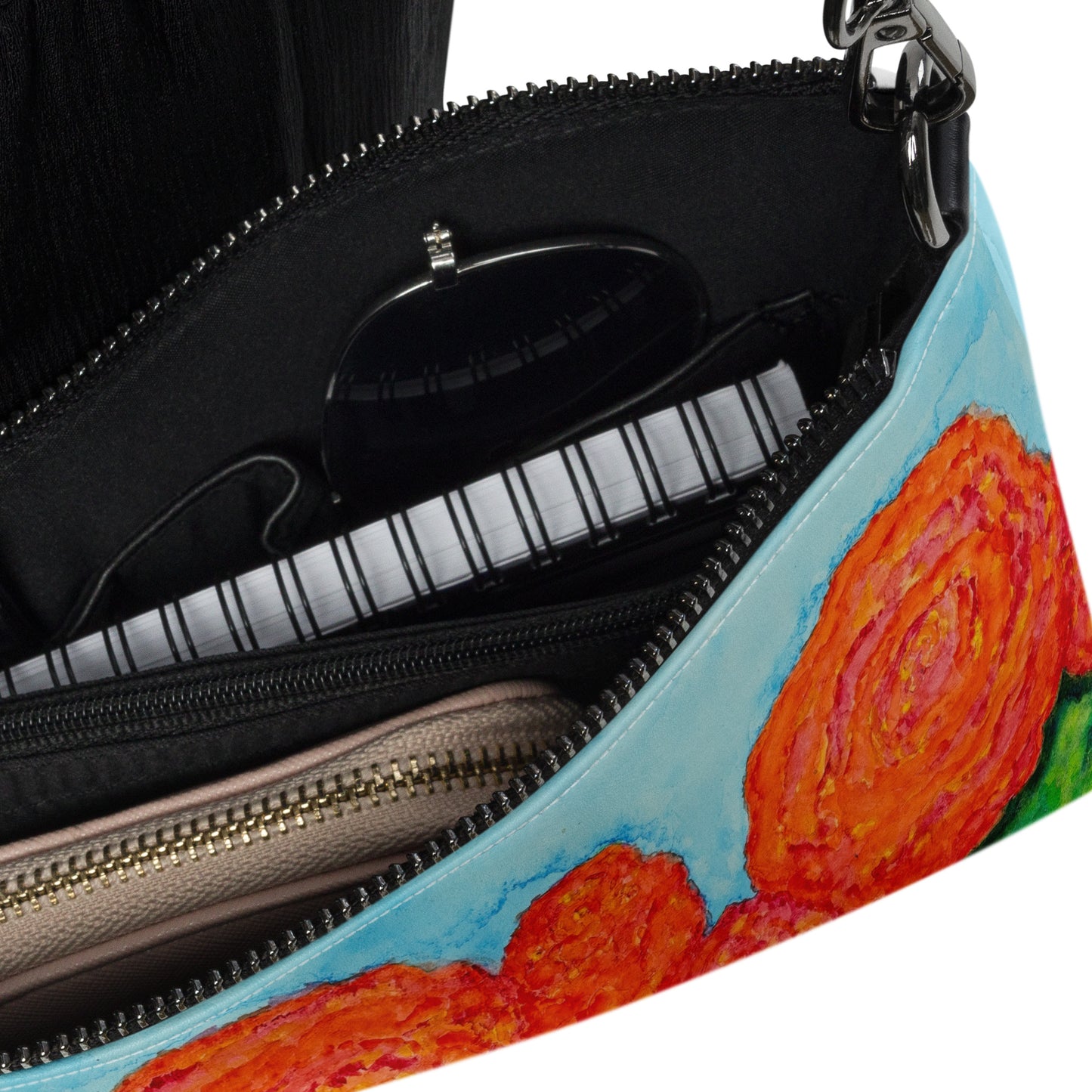 Stylish crossbody bag featuring original artwork—compact, lightweight, and designed for hands-free convenience; perfect for everyday use, travel, or festivals with artistic flair and functional storage.