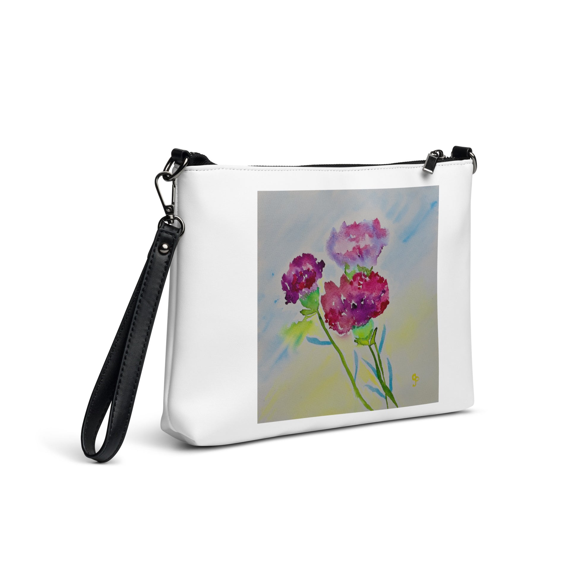 Stylish crossbody bag featuring original artwork—compact, lightweight, and designed for hands-free convenience; perfect for everyday use, travel, or festivals with artistic flair and functional storage.