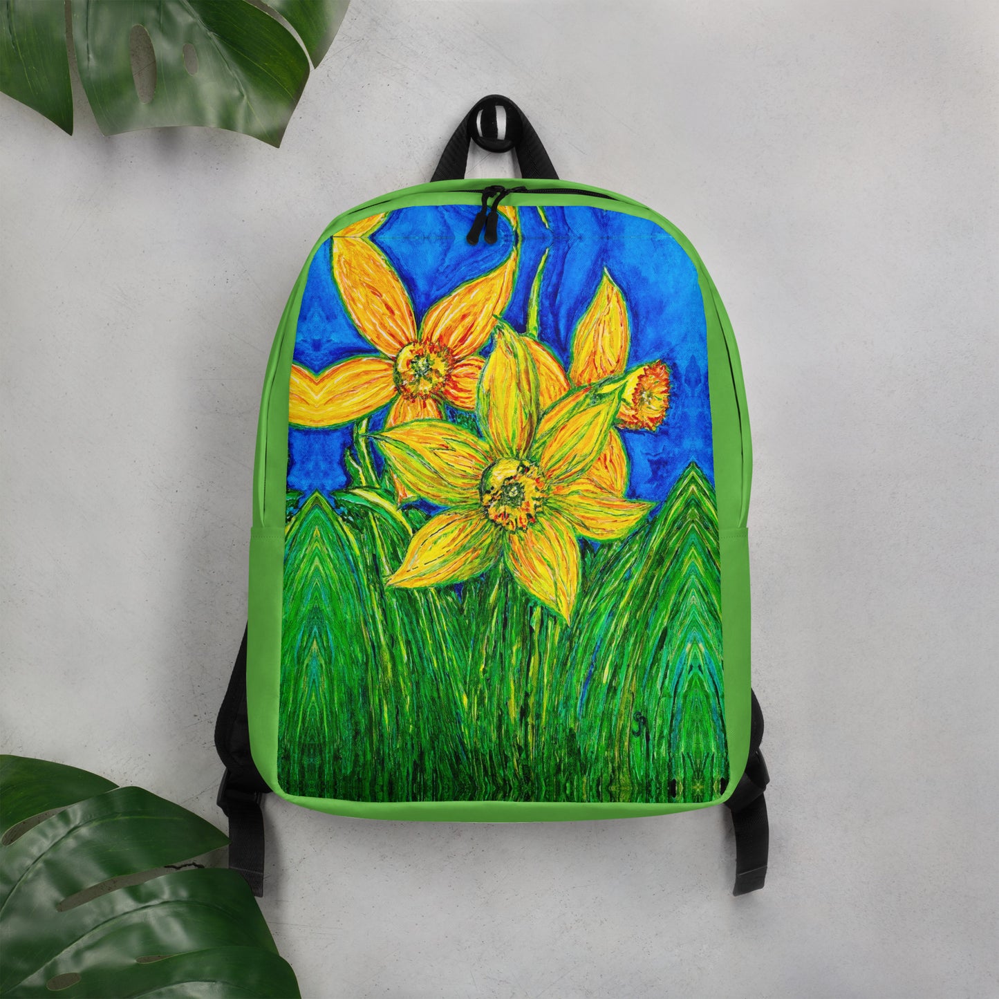 Stylish backpack featuring original artwork, with spacious compartments and durable construction—perfect for school, travel, work, or everyday use; combines function with artistic flair.