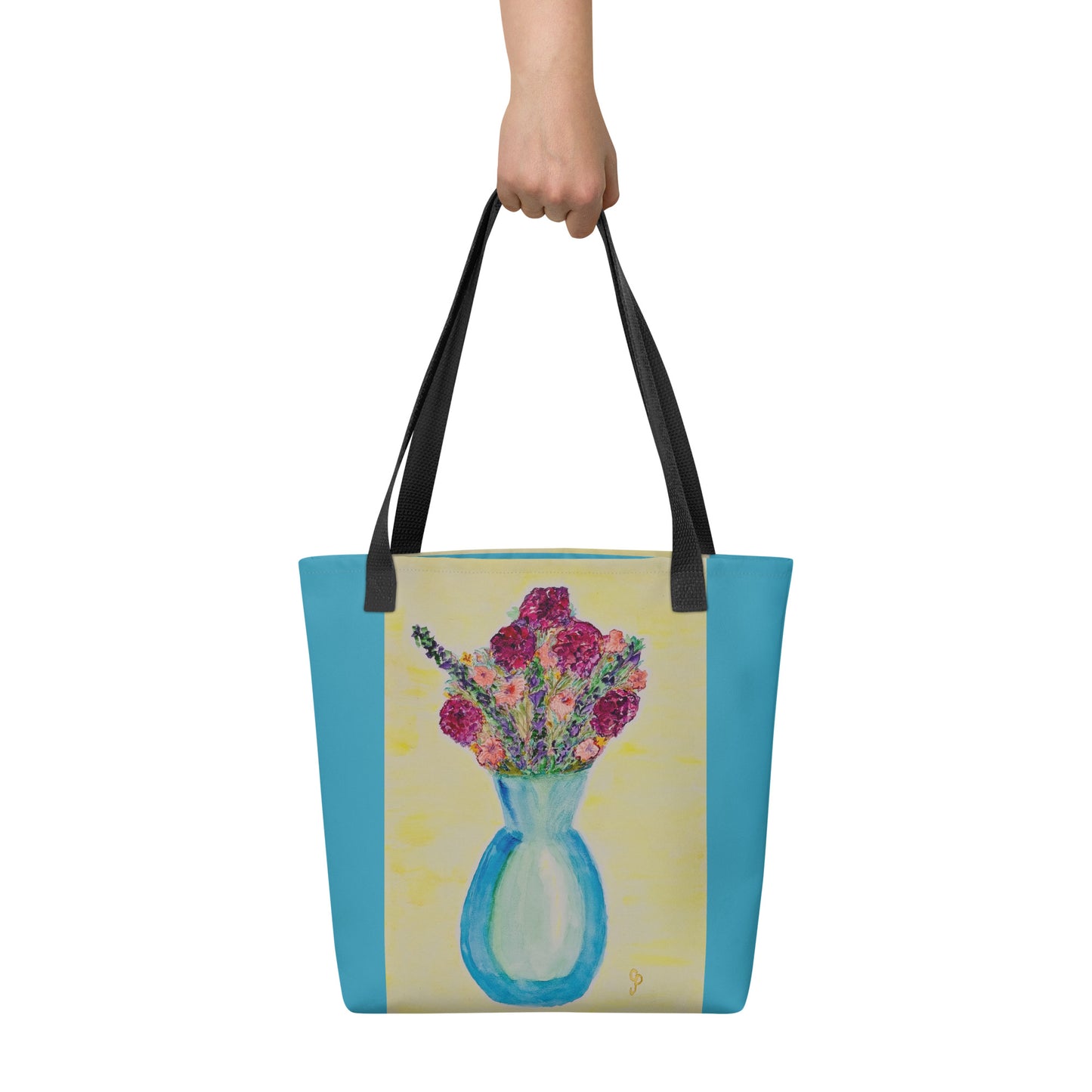 Tote bag with original watercolor artwork, featuring a spacious interior, sturdy straps, and lightweight design—perfect for travel, overnight stays, or stylish carry-on use.