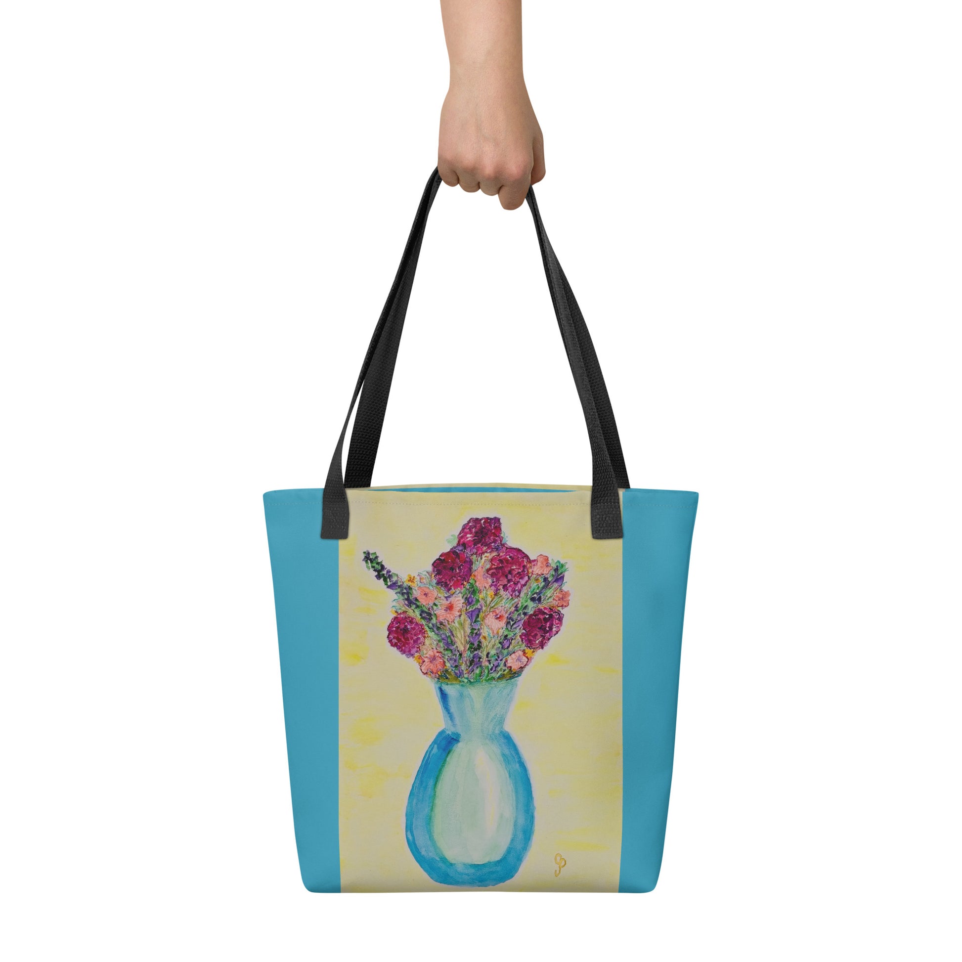 Tote bag with original watercolor artwork, featuring a spacious interior, sturdy straps, and lightweight design—perfect for travel, overnight stays, or stylish carry-on use.