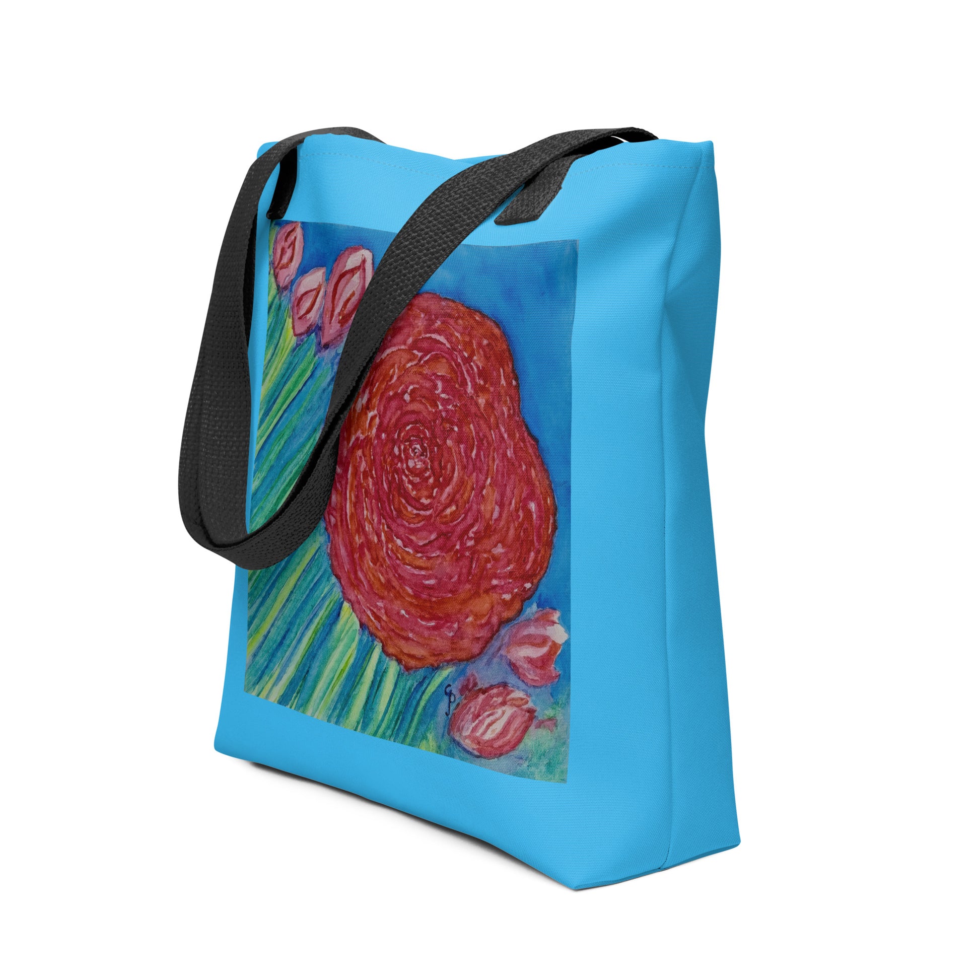Tote bag with original watercolor artwork, featuring a spacious interior, sturdy straps, and lightweight design—perfect for travel, overnight stays, or stylish carry-on use.