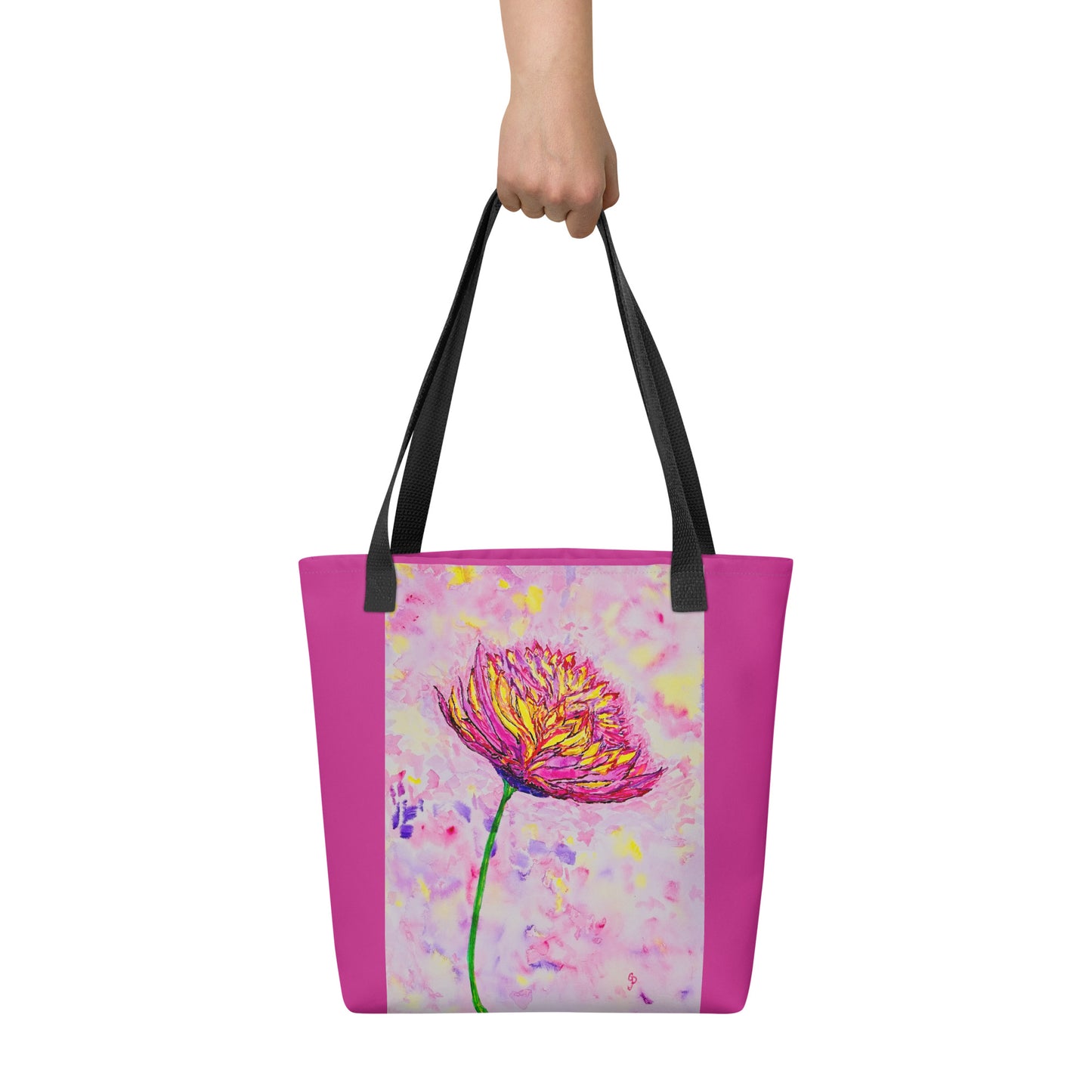 Tote bag with original watercolor artwork, featuring a spacious interior, sturdy straps, and lightweight design—perfect for travel, overnight stays, or stylish carry-on use.