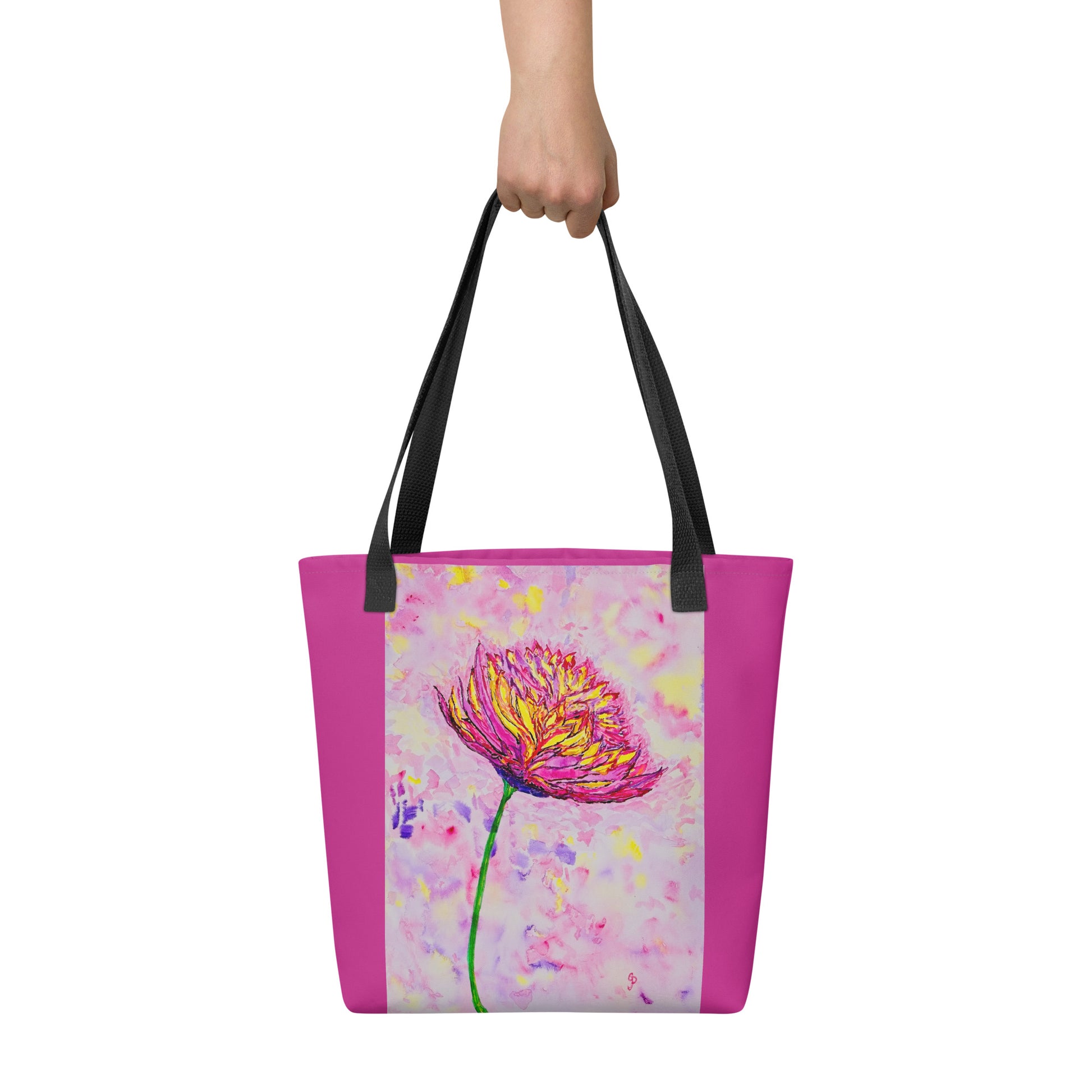 Tote bag with original watercolor artwork, featuring a spacious interior, sturdy straps, and lightweight design—perfect for travel, overnight stays, or stylish carry-on use.