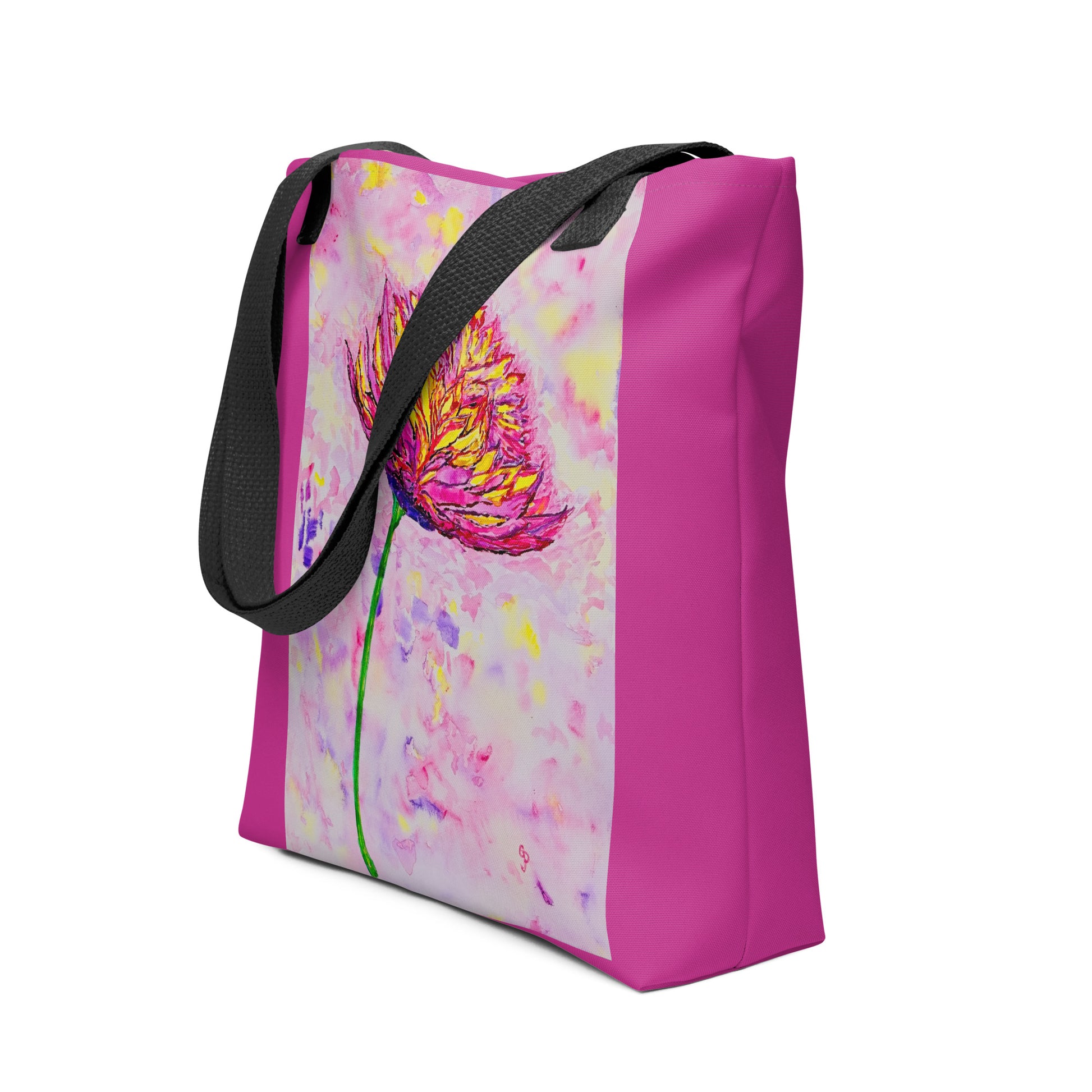 Tote bag with original watercolor artwork, featuring a spacious interior, sturdy straps, and lightweight design—perfect for travel, overnight stays, or stylish carry-on use.
