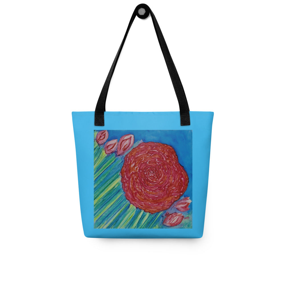 Tote bag with original watercolor artwork, featuring a spacious interior, sturdy straps, and lightweight design—perfect for travel, overnight stays, or stylish carry-on use.