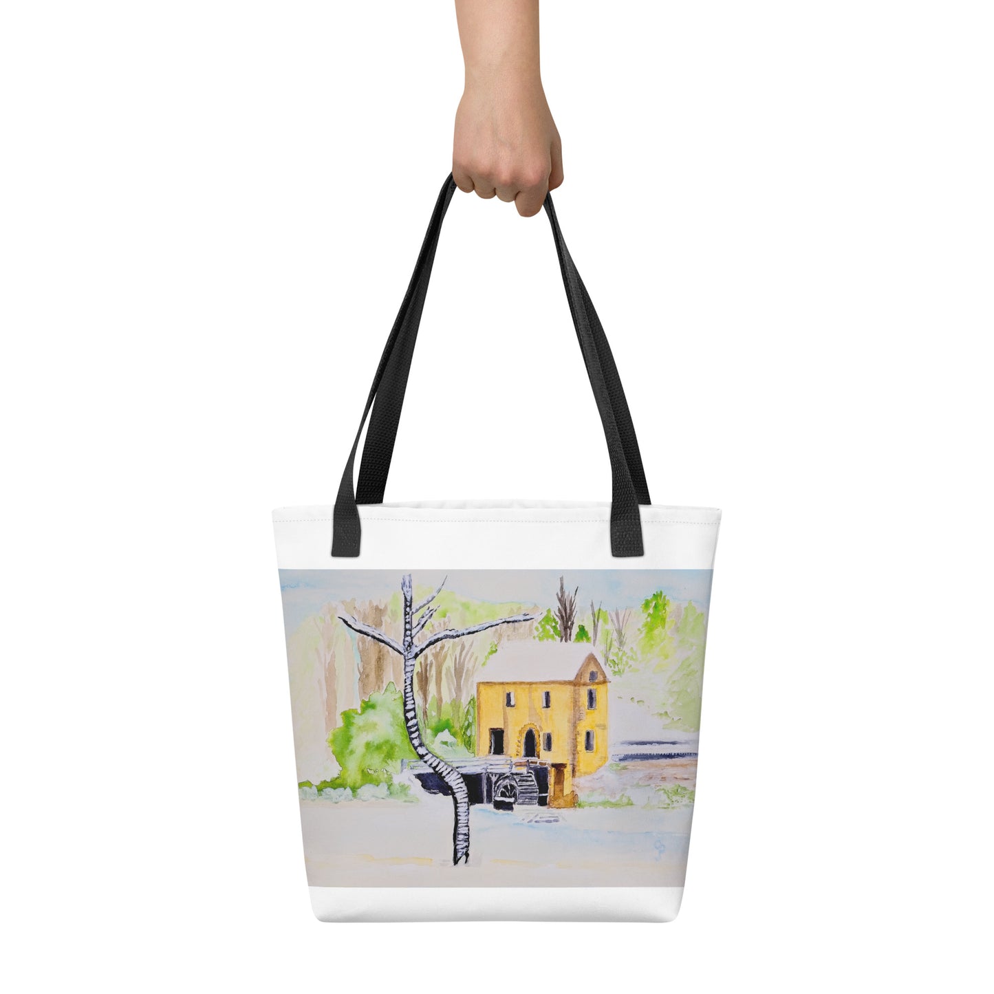 Tote bag with original watercolor artwork, featuring a spacious interior, sturdy straps, and lightweight design—perfect for travel, overnight stays, or stylish carry-on use.