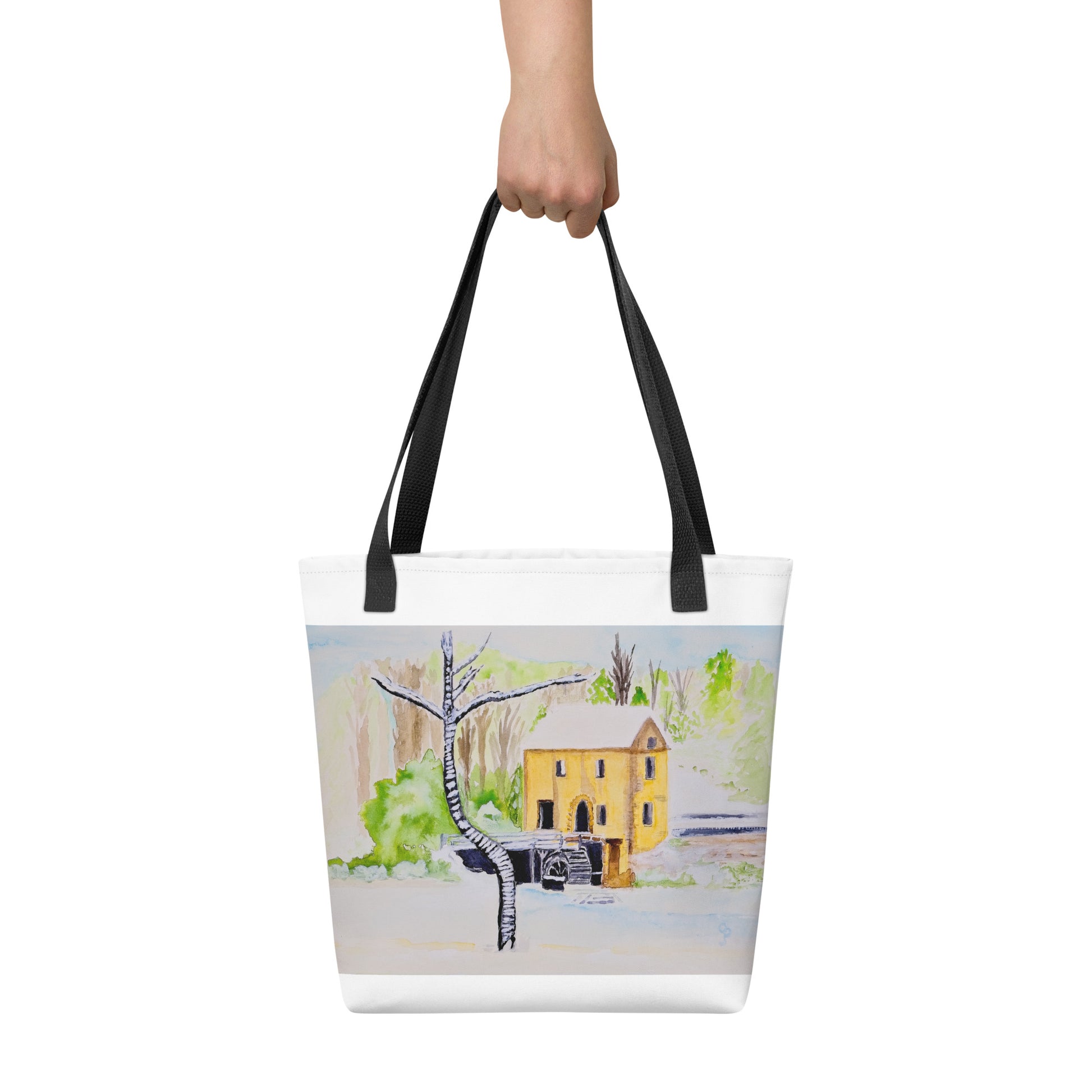 Tote bag with original watercolor artwork, featuring a spacious interior, sturdy straps, and lightweight design—perfect for travel, overnight stays, or stylish carry-on use.