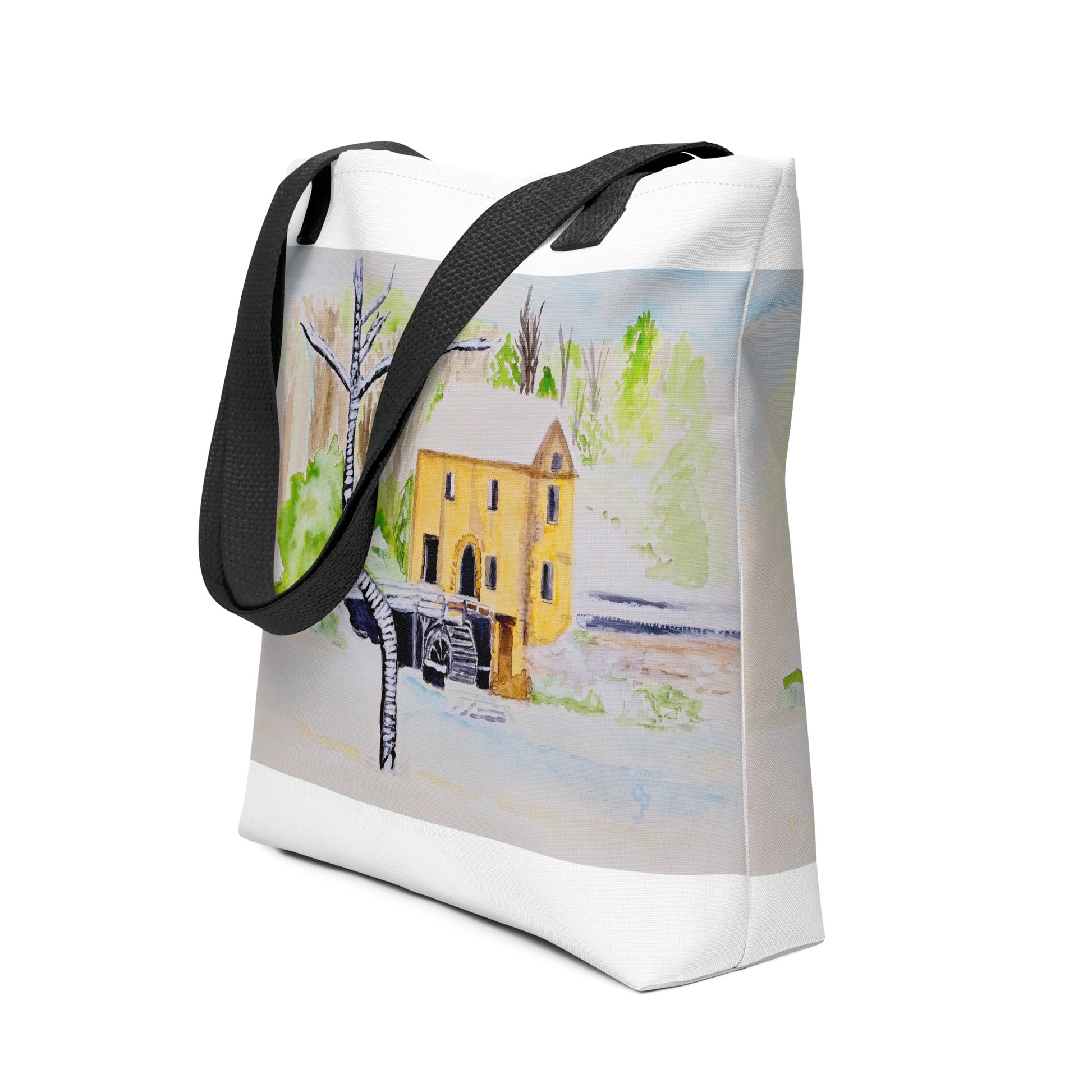 Tote bag with original watercolor artwork, featuring a spacious interior, sturdy straps, and lightweight design—perfect for travel, overnight stays, or stylish carry-on use.