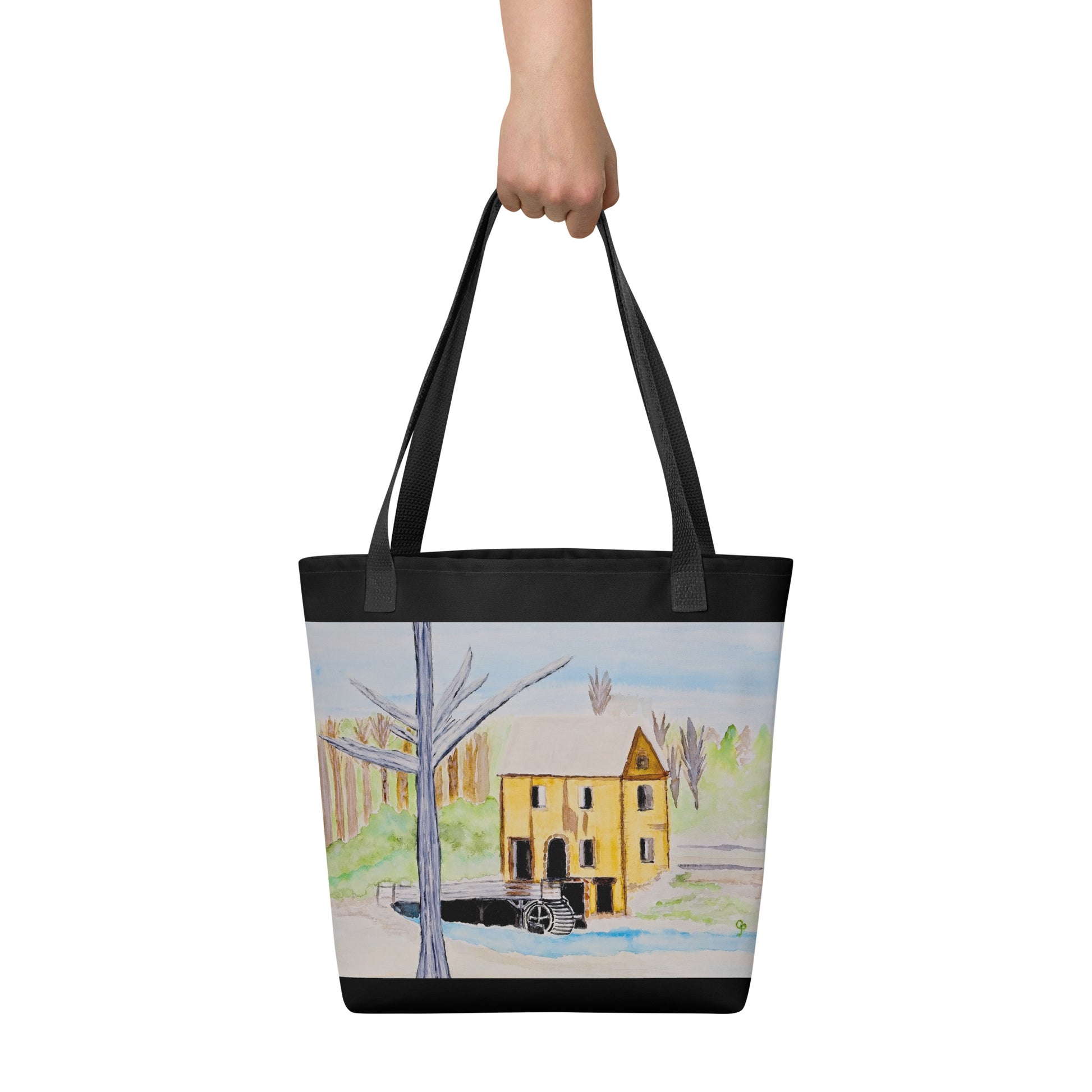 Tote bag with original watercolor artwork, featuring a spacious interior, sturdy straps, and lightweight design—perfect for travel, overnight stays, or stylish carry-on use.