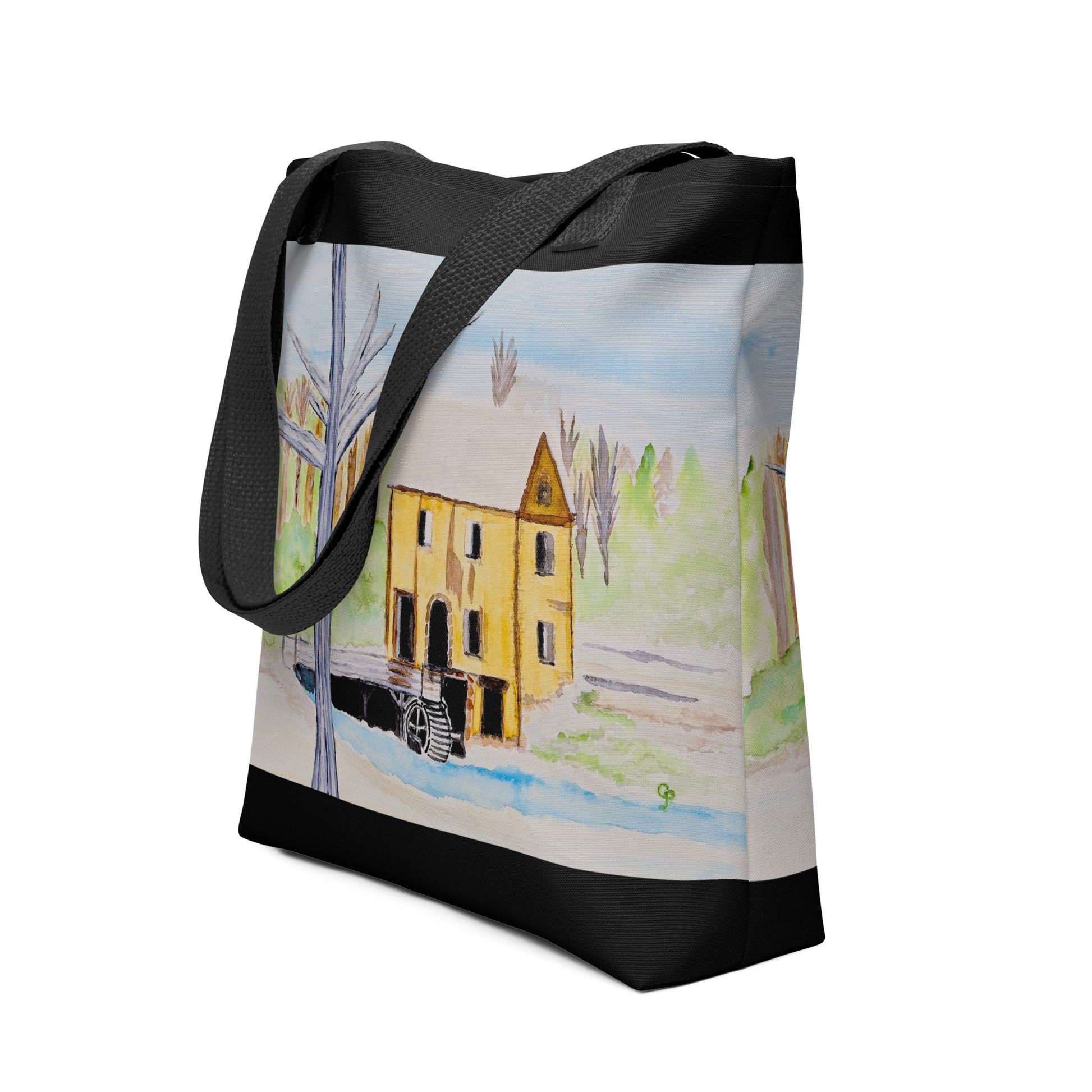Tote bag with original watercolor artwork, featuring a spacious interior, sturdy straps, and lightweight design—perfect for travel, overnight stays, or stylish carry-on use.