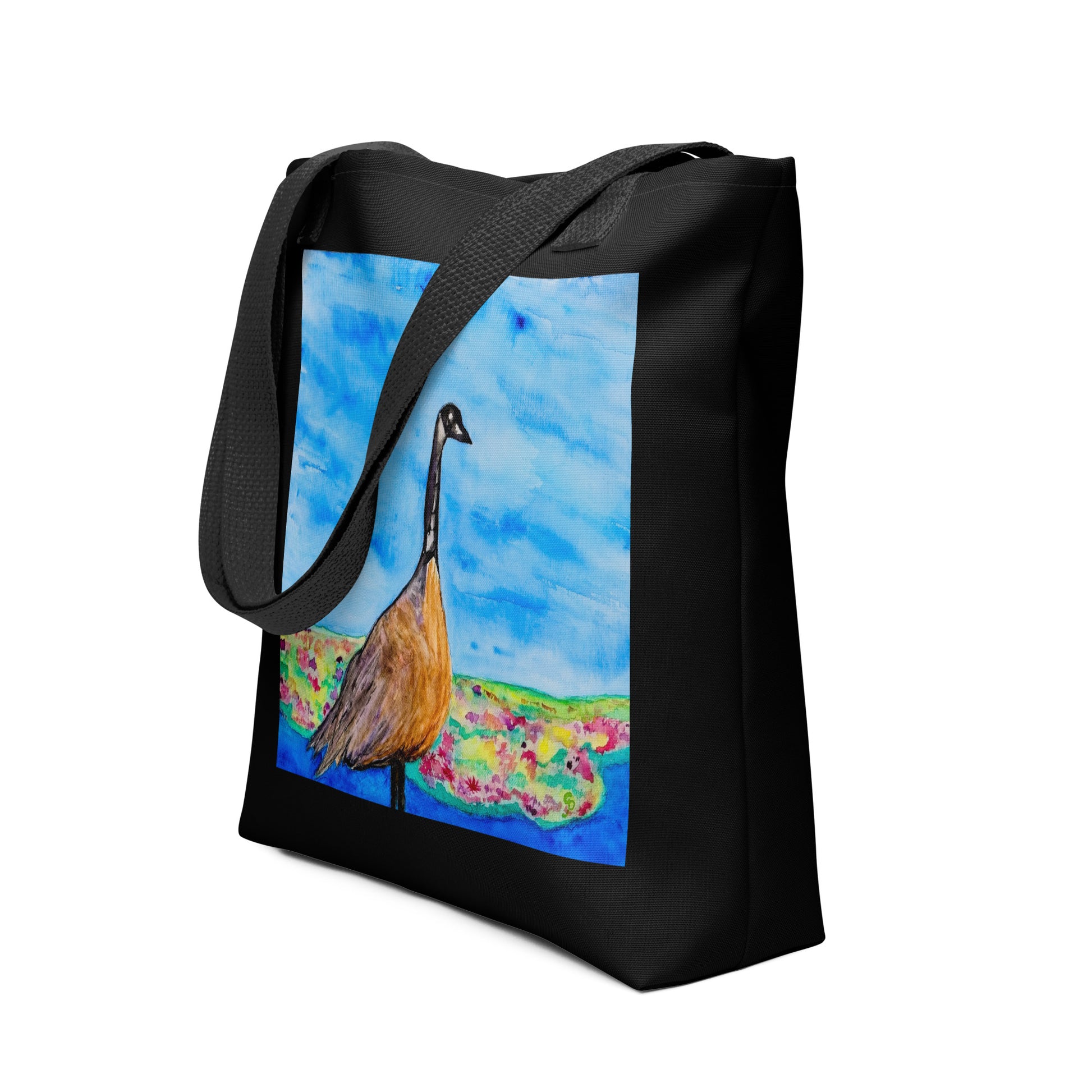 Tote bag with original watercolor artwork, featuring a spacious interior, sturdy straps, and lightweight design—perfect for travel, overnight stays, or stylish carry-on use.