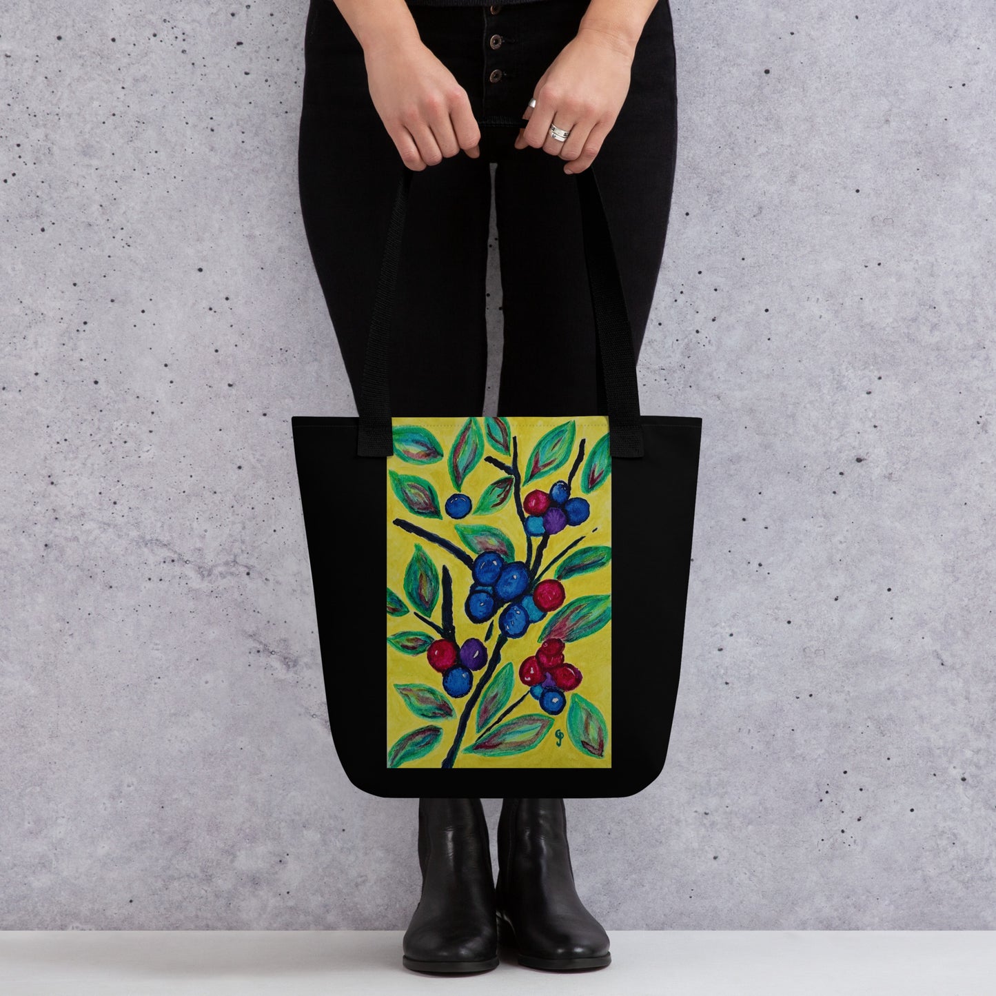 Tote bag with original watercolor artwork, featuring a spacious interior, sturdy straps, and lightweight design—perfect for travel, overnight stays, or stylish carry-on use.