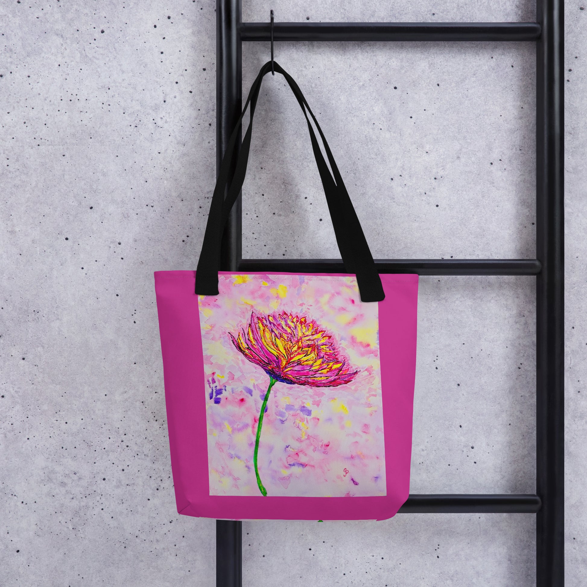 Tote bag with original watercolor artwork, featuring a spacious interior, sturdy straps, and lightweight design—perfect for travel, overnight stays, or stylish carry-on use.