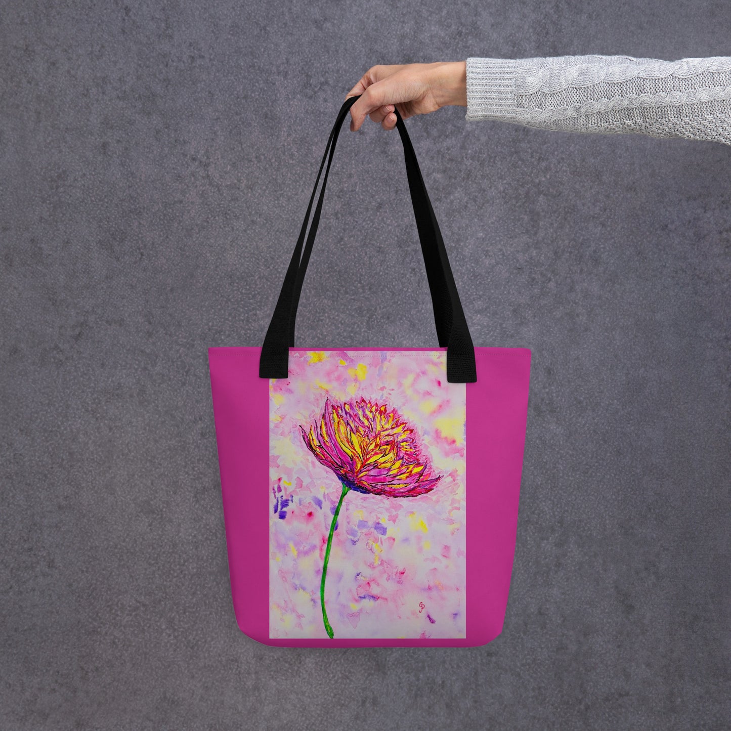 Tote bag with original watercolor artwork, featuring a spacious interior, sturdy straps, and lightweight design—perfect for travel, overnight stays, or stylish carry-on use.