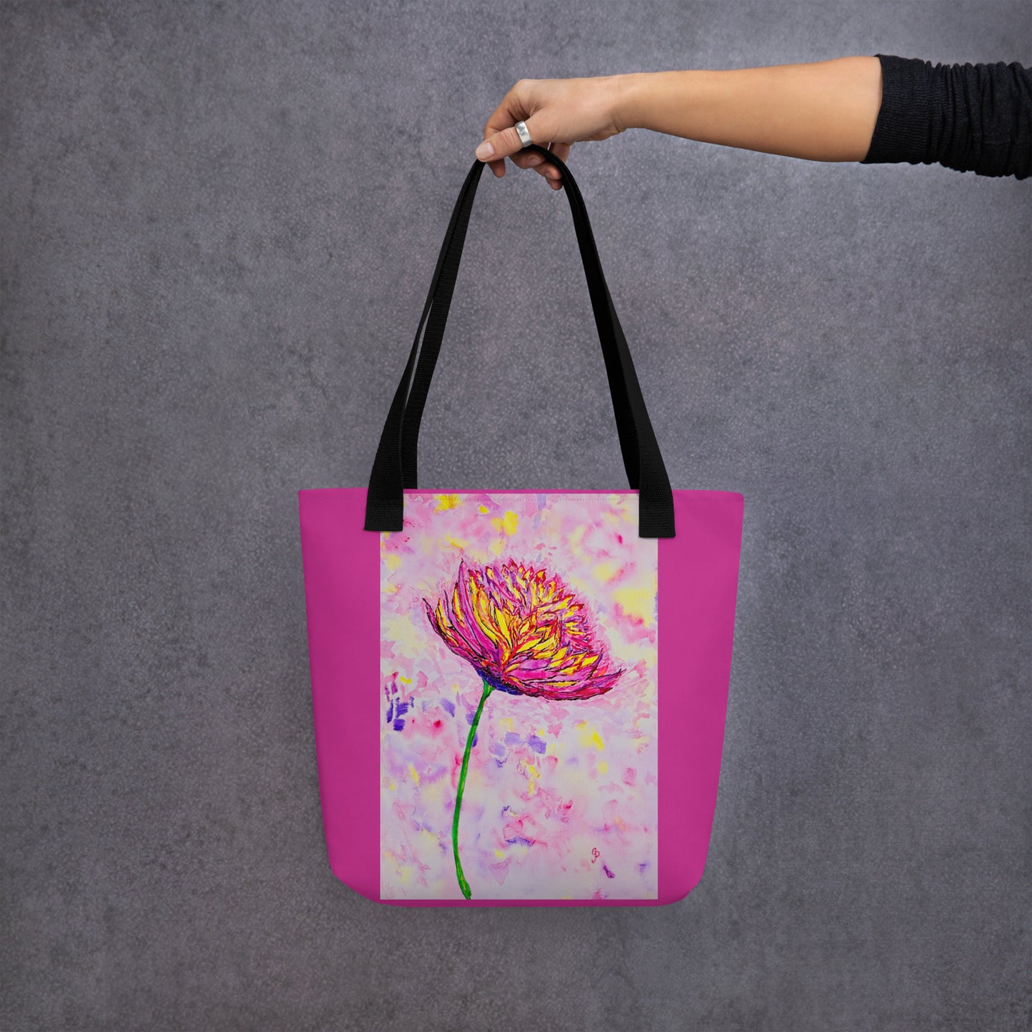 Tote bag with original watercolor artwork, featuring a spacious interior, sturdy straps, and lightweight design—perfect for travel, overnight stays, or stylish carry-on use.