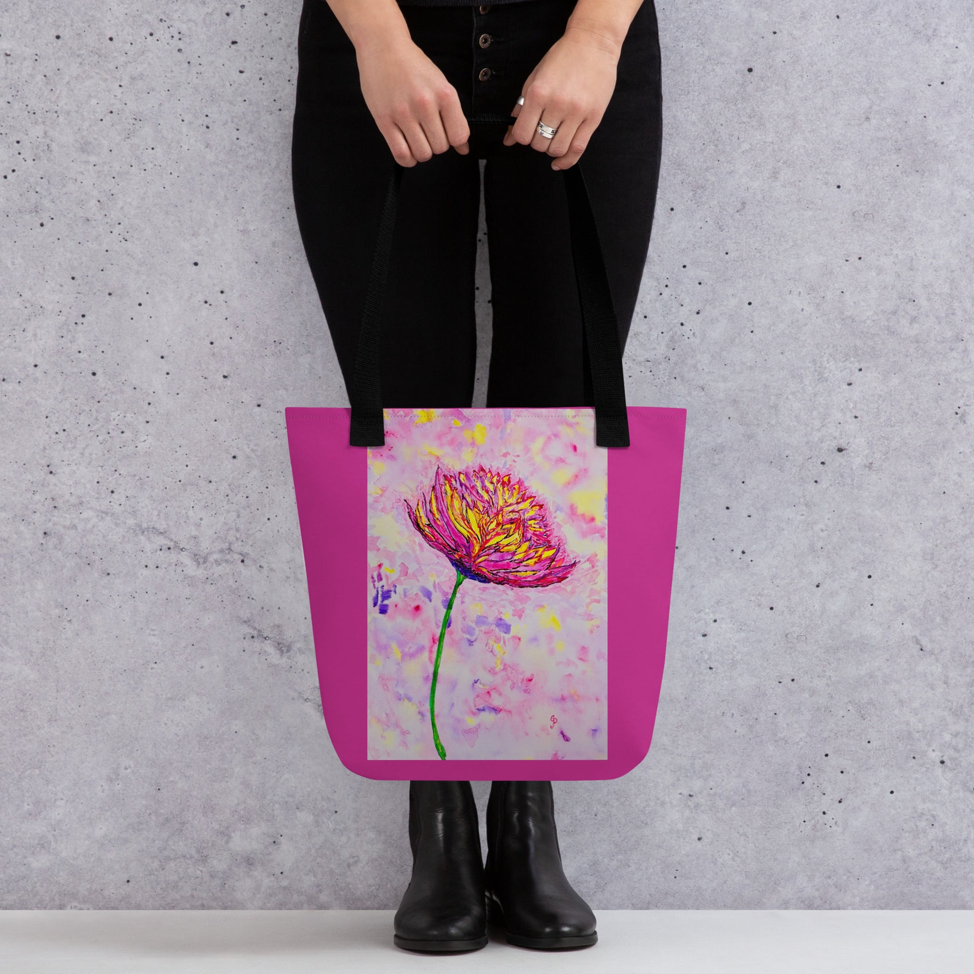 Tote bag with original watercolor artwork, featuring a spacious interior, sturdy straps, and lightweight design—perfect for travel, overnight stays, or stylish carry-on use.