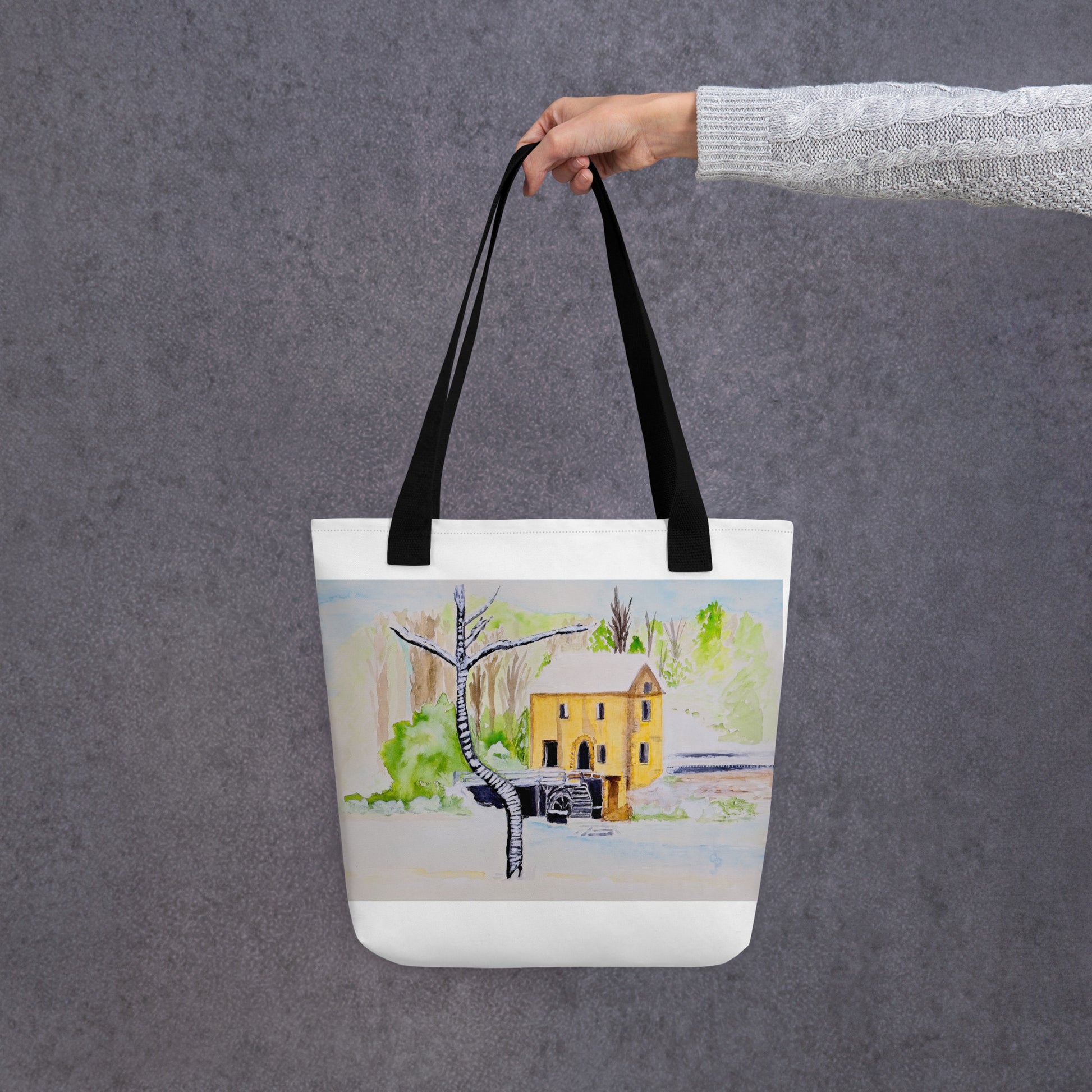 Tote bag with original watercolor artwork, featuring a spacious interior, sturdy straps, and lightweight design—perfect for travel, overnight stays, or stylish carry-on use.