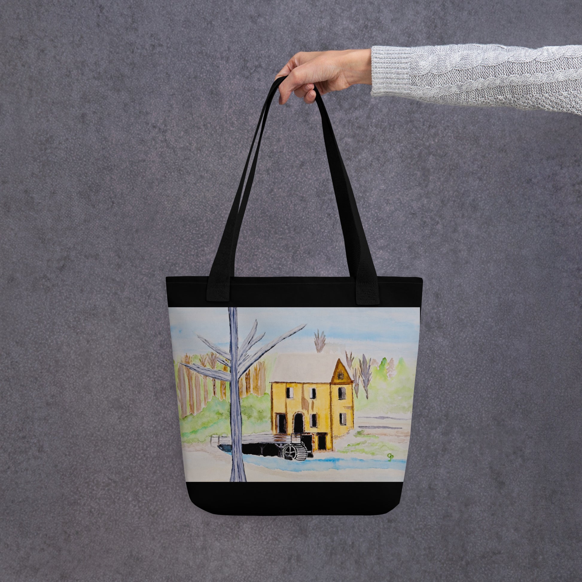 Tote bag with original watercolor artwork, featuring a spacious interior, sturdy straps, and lightweight design—perfect for travel, overnight stays, or stylish carry-on use.