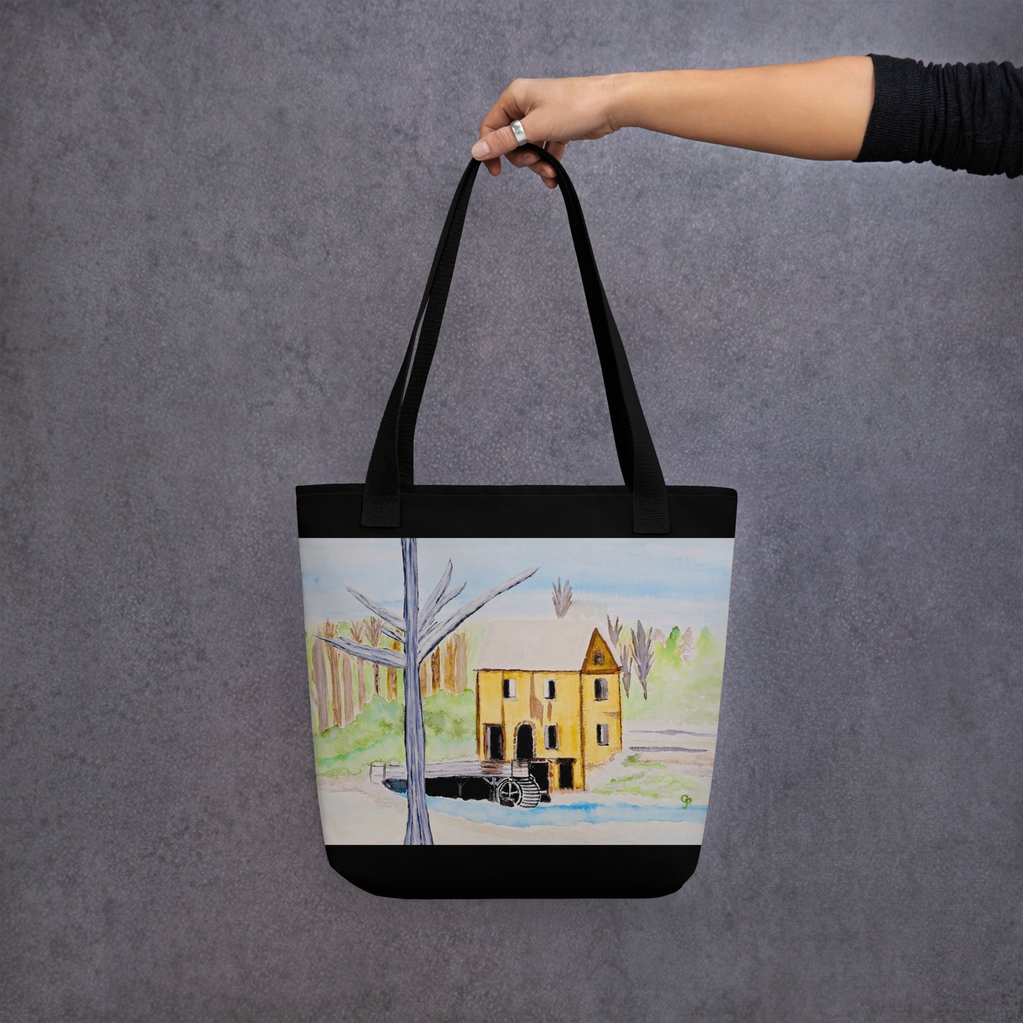 Tote bag with original watercolor artwork, featuring a spacious interior, sturdy straps, and lightweight design—perfect for travel, overnight stays, or stylish carry-on use.