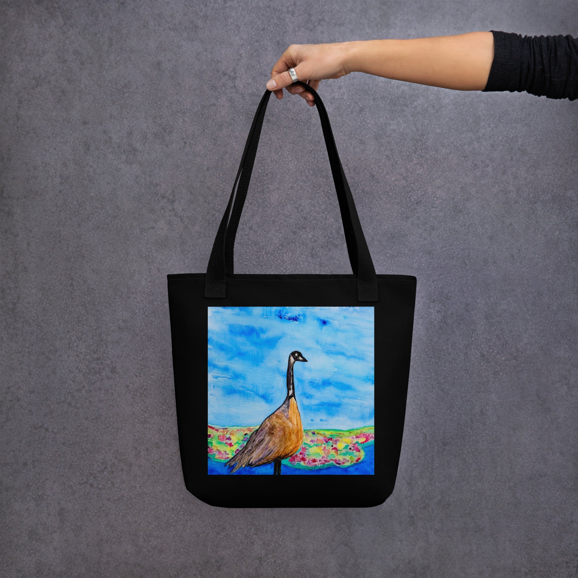 Tote bag with original watercolor artwork, featuring a spacious interior, sturdy straps, and lightweight design—perfect for travel, overnight stays, or stylish carry-on use.