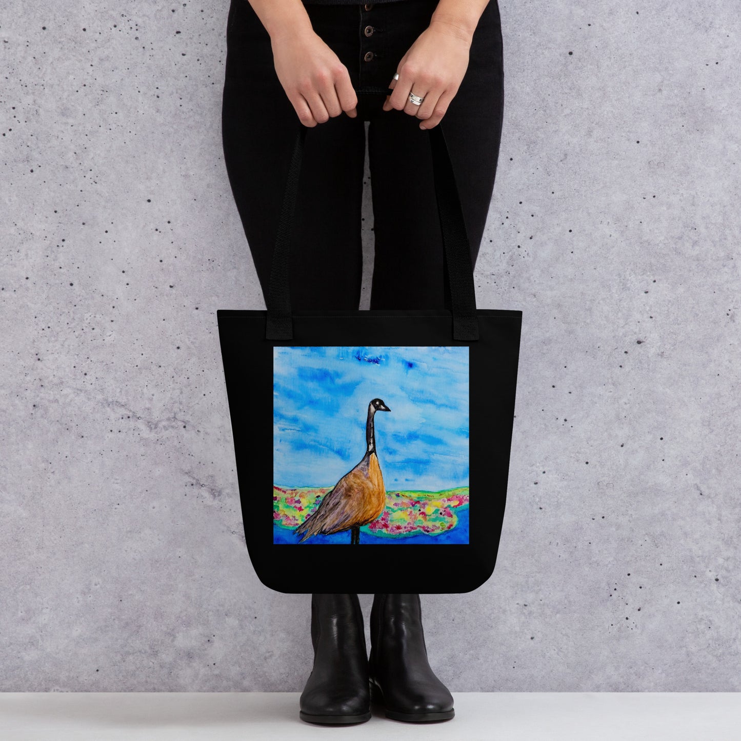 Tote bag with original watercolor artwork, featuring a spacious interior, sturdy straps, and lightweight design—perfect for travel, overnight stays, or stylish carry-on use.