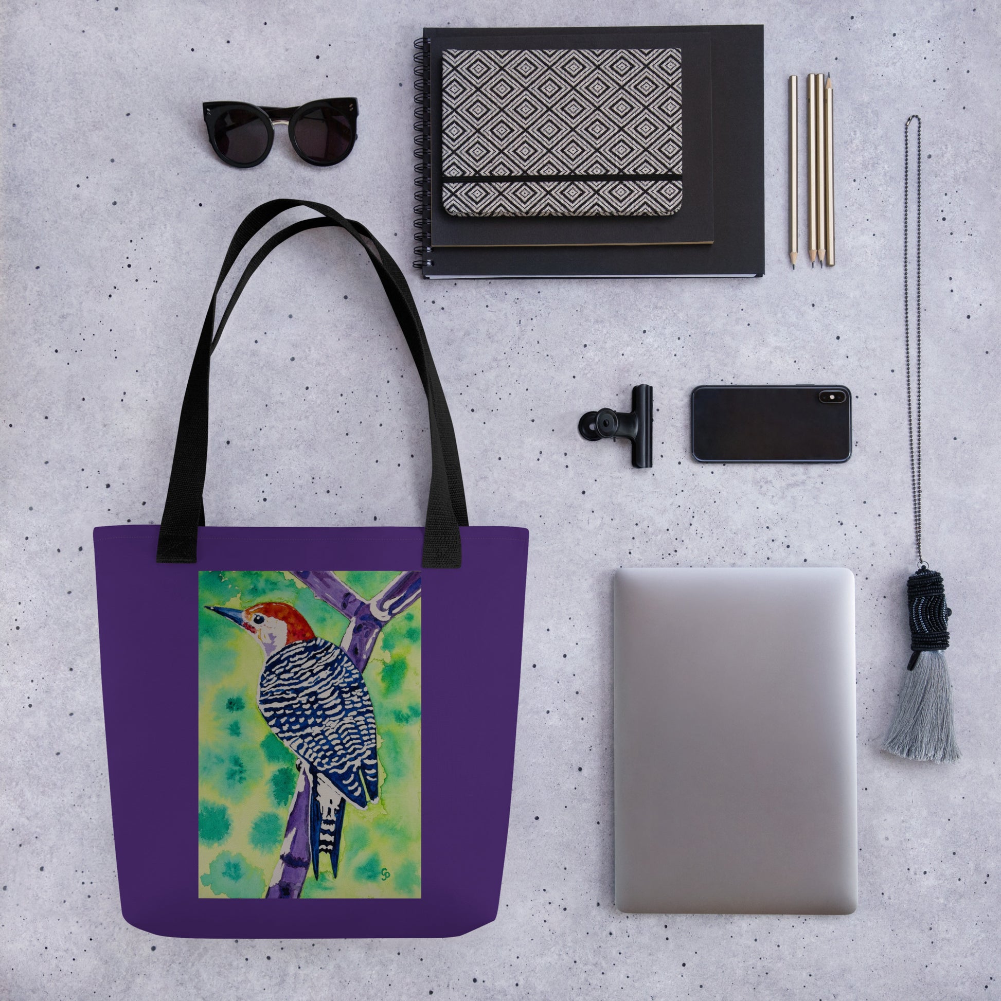 Tote bag with original watercolor artwork, featuring a spacious interior, sturdy straps, and lightweight design—perfect for travel, overnight stays, or stylish carry-on use.