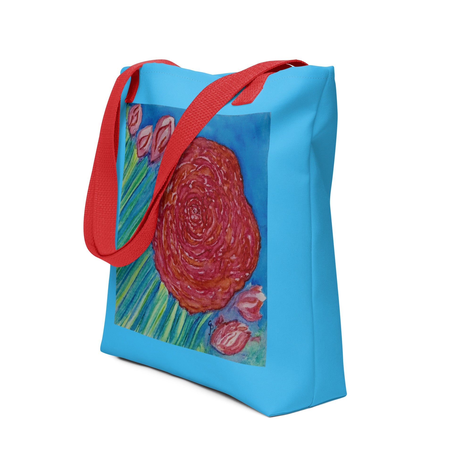 Tote bag with original watercolor artwork, featuring a spacious interior, sturdy straps, and lightweight design—perfect for travel, overnight stays, or stylish carry-on use.