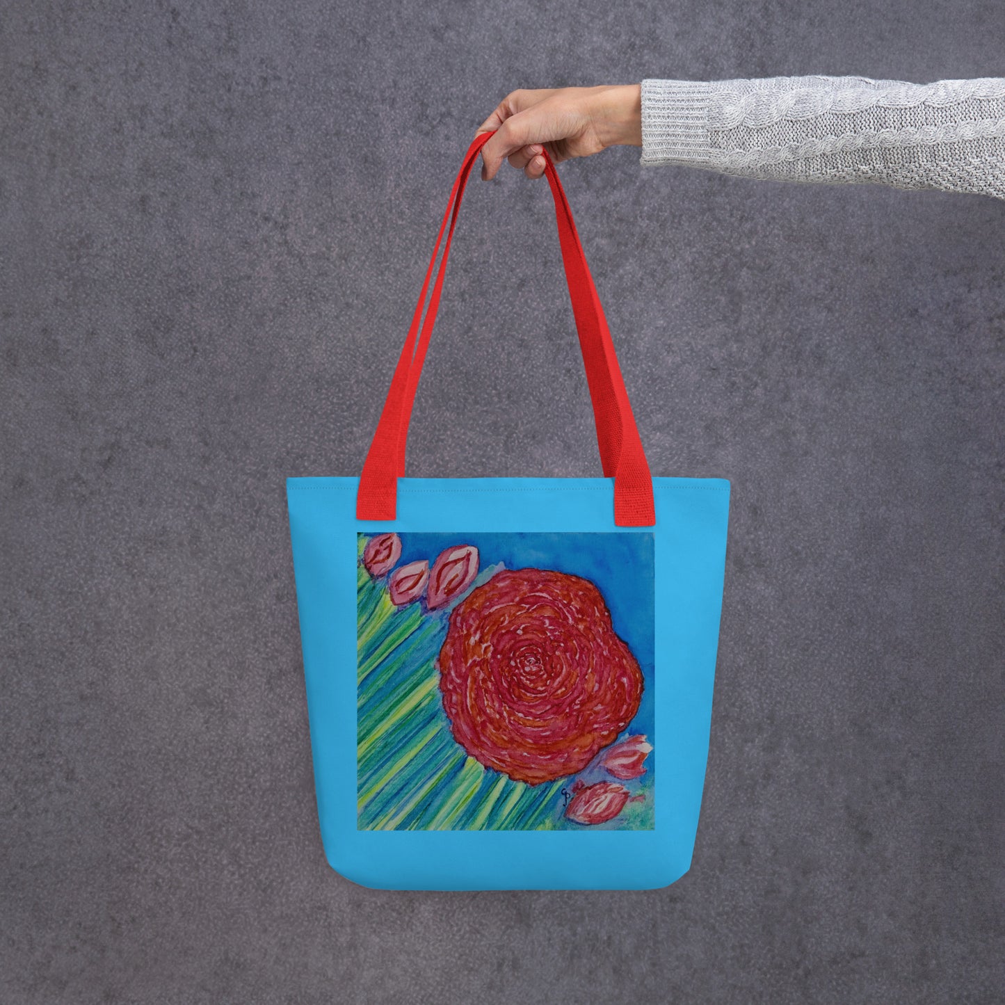 Tote bag with original watercolor artwork, featuring a spacious interior, sturdy straps, and lightweight design—perfect for travel, overnight stays, or stylish carry-on use.