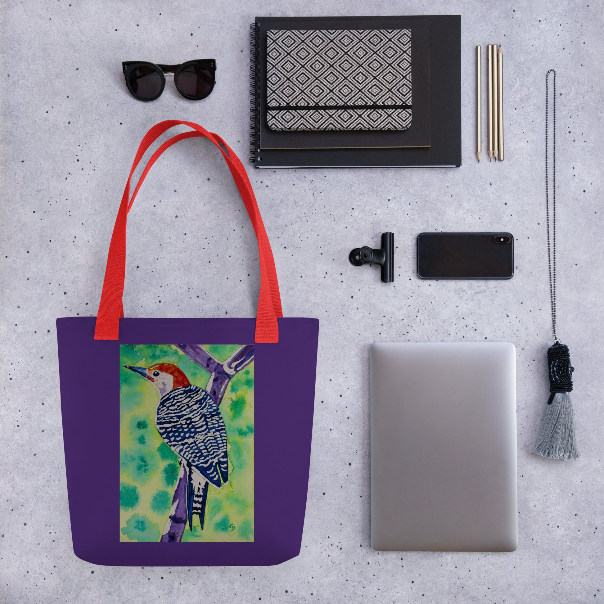 Tote bag with original watercolor artwork, featuring a spacious interior, sturdy straps, and lightweight design—perfect for travel, overnight stays, or stylish carry-on use.