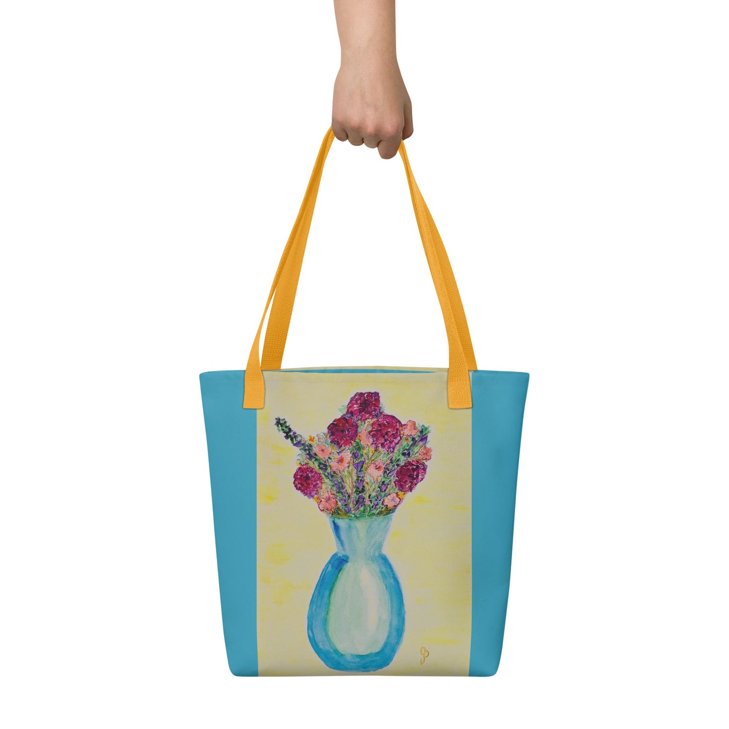 Tote bag with original watercolor artwork, featuring a spacious interior, sturdy straps, and lightweight design—perfect for travel, overnight stays, or stylish carry-on use.