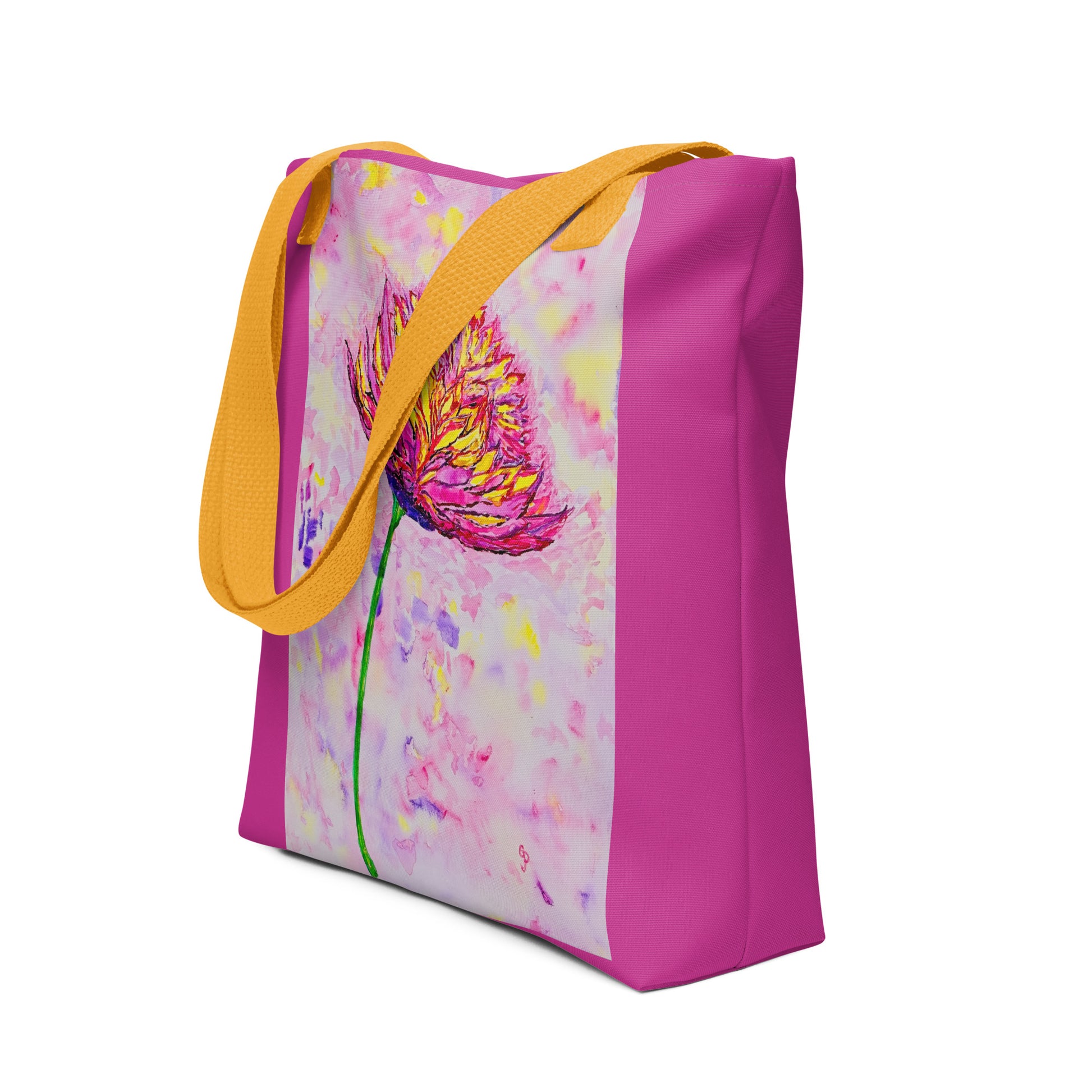 Tote bag with original watercolor artwork, featuring a spacious interior, sturdy straps, and lightweight design—perfect for travel, overnight stays, or stylish carry-on use.