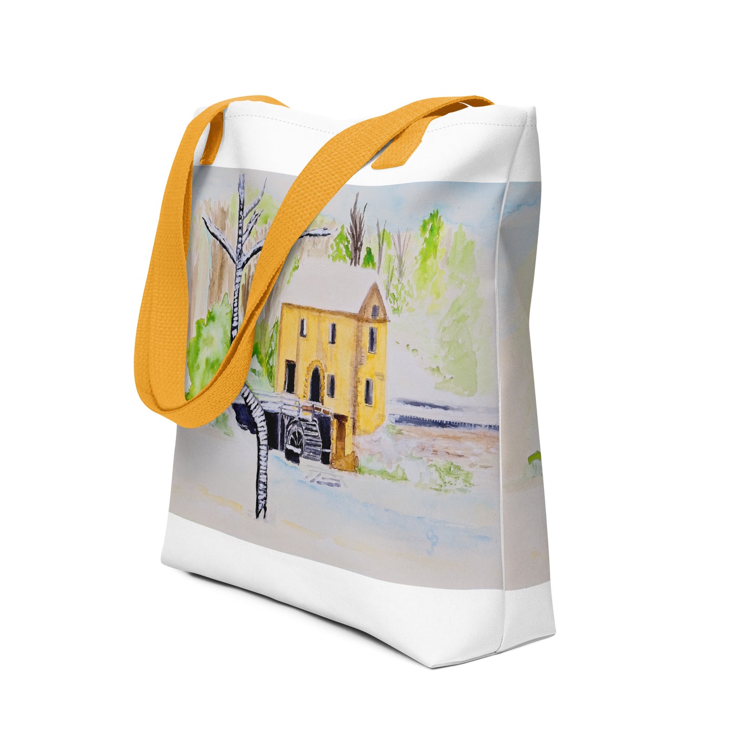 Tote bag with original watercolor artwork, featuring a spacious interior, sturdy straps, and lightweight design—perfect for travel, overnight stays, or stylish carry-on use.