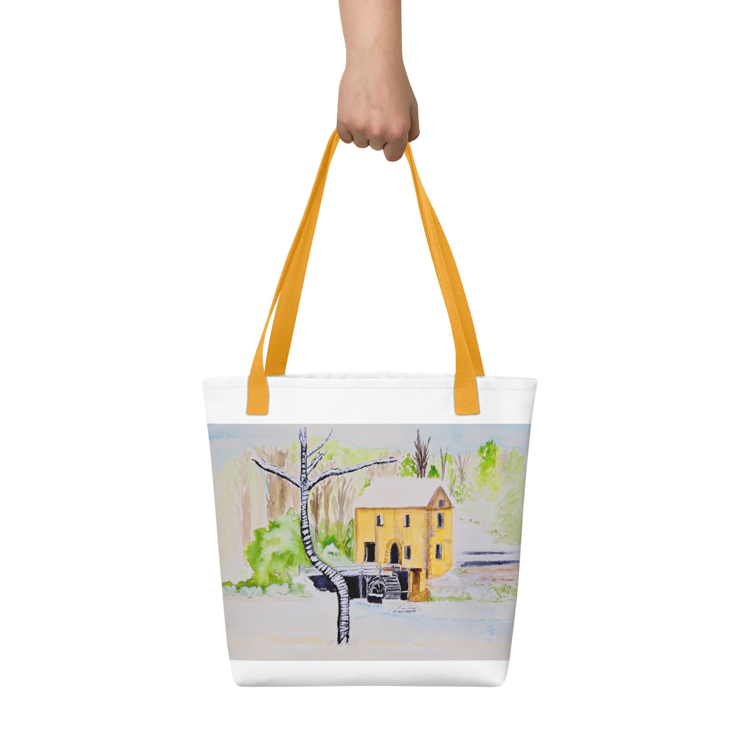 Tote bag with original watercolor artwork, featuring a spacious interior, sturdy straps, and lightweight design—perfect for travel, overnight stays, or stylish carry-on use.
