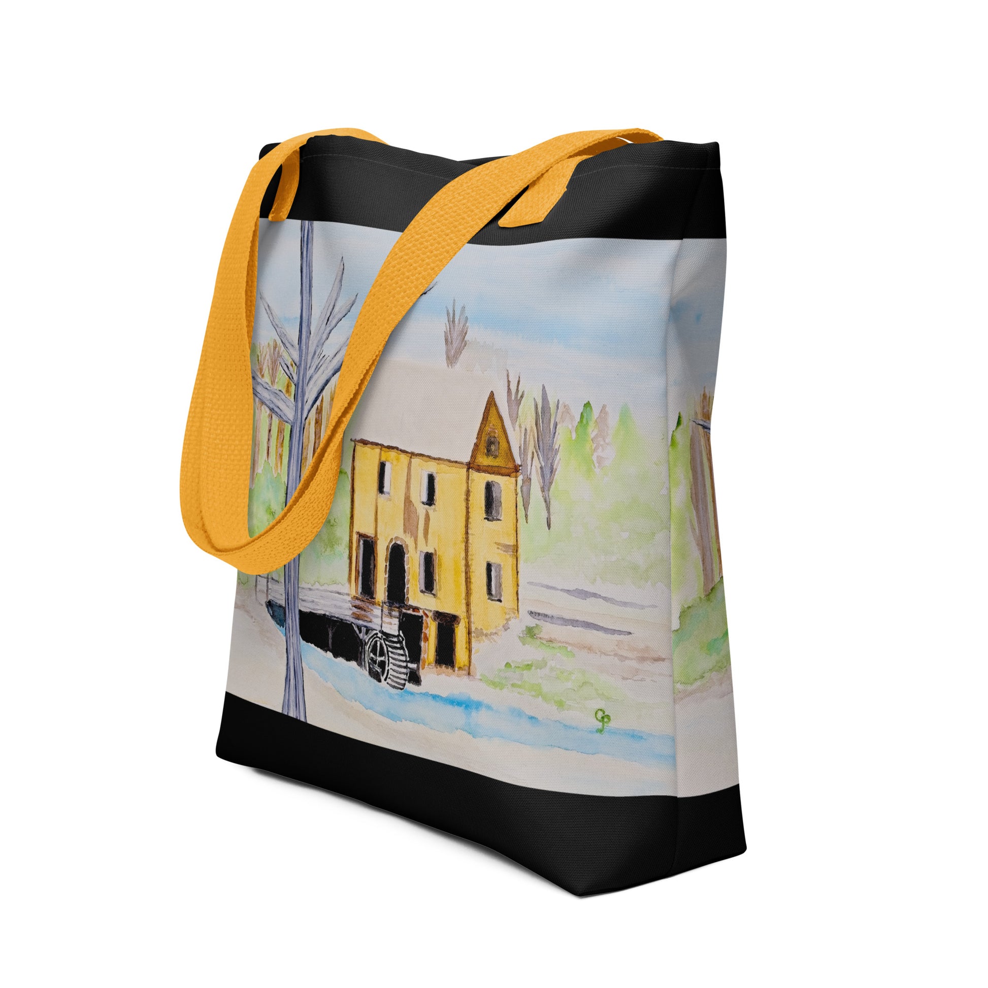 Tote bag with original watercolor artwork, featuring a spacious interior, sturdy straps, and lightweight design—perfect for travel, overnight stays, or stylish carry-on use.