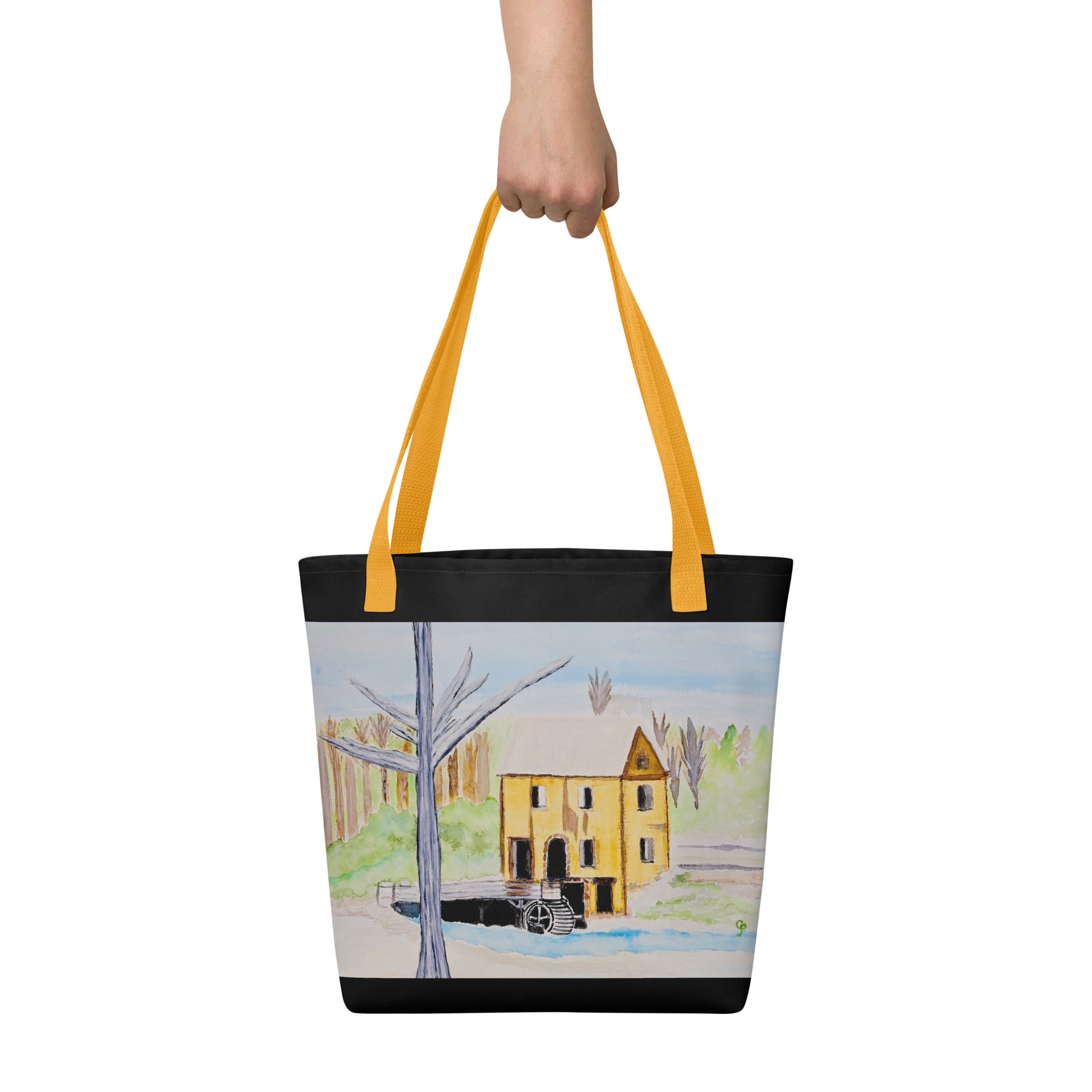 Tote bag with original watercolor artwork, featuring a spacious interior, sturdy straps, and lightweight design—perfect for travel, overnight stays, or stylish carry-on use.