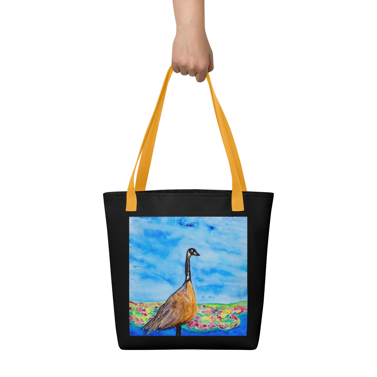 Tote bag with original watercolor artwork, featuring a spacious interior, sturdy straps, and lightweight design—perfect for travel, overnight stays, or stylish carry-on use.