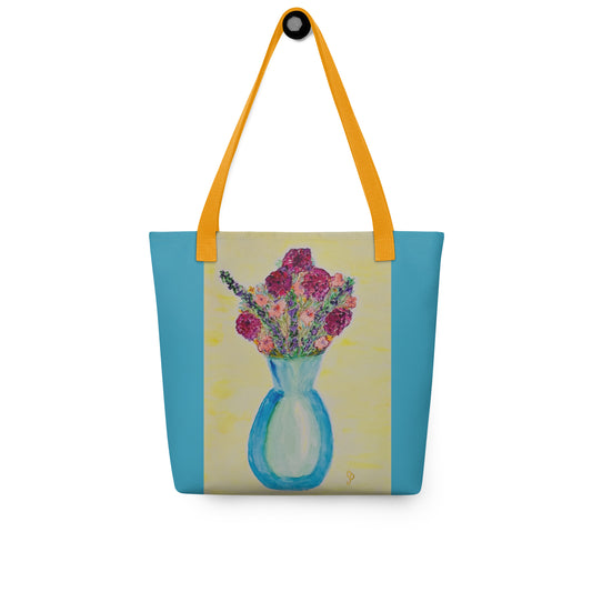 Tote bag with original watercolor artwork, featuring a spacious interior, sturdy straps, and lightweight design—perfect for travel, overnight stays, or stylish carry-on use.