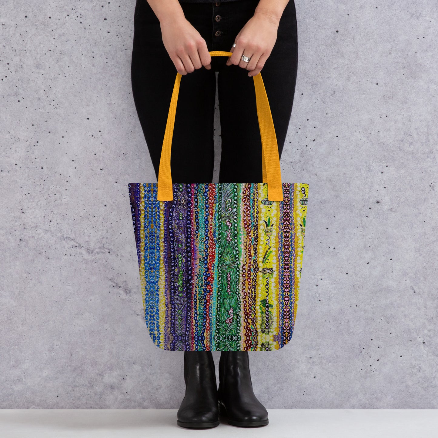 Tote bag with original watercolor artwork, featuring a spacious interior, sturdy straps, and lightweight design—perfect for travel, overnight stays, or stylish carry-on use.