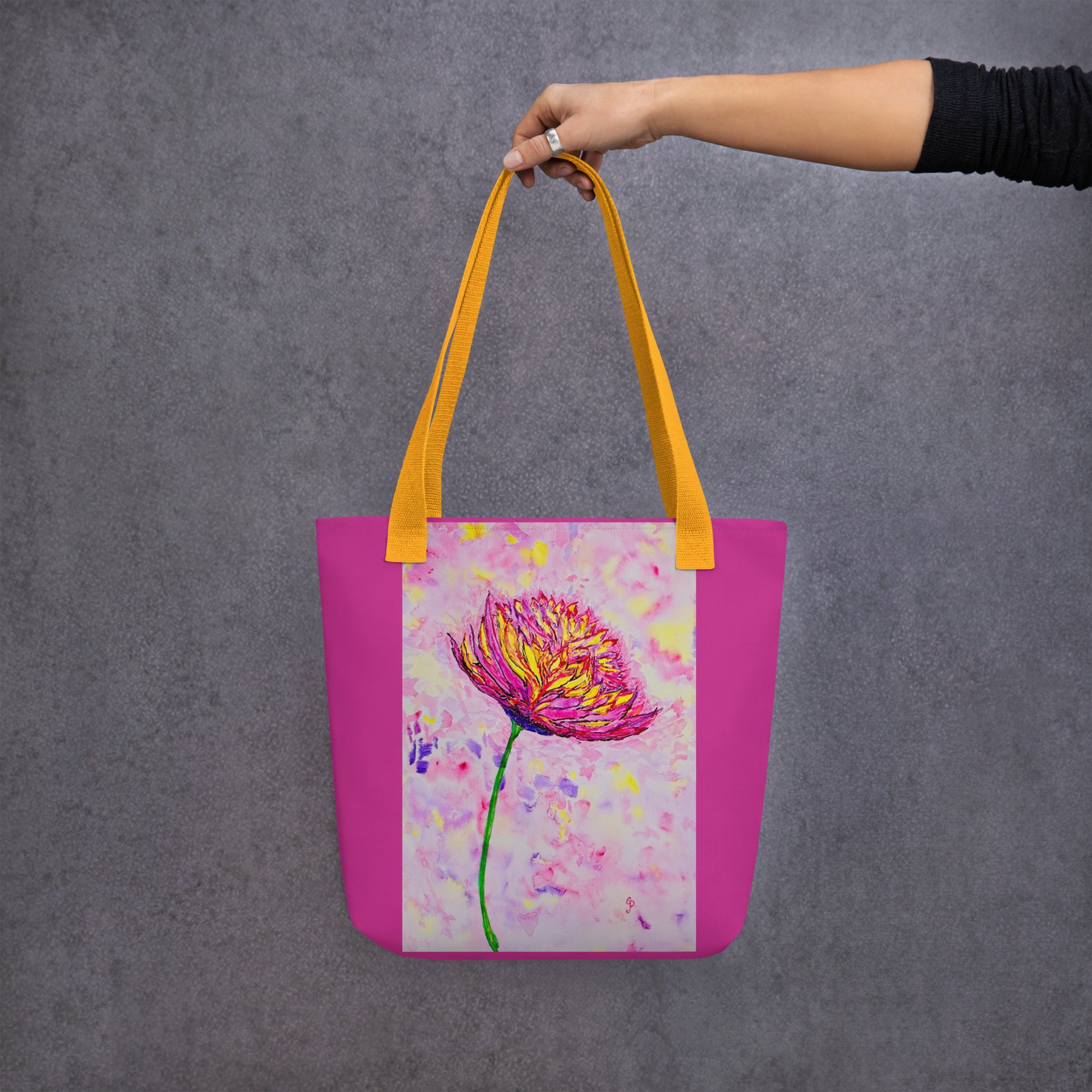 Tote bag with original watercolor artwork, featuring a spacious interior, sturdy straps, and lightweight design—perfect for travel, overnight stays, or stylish carry-on use.