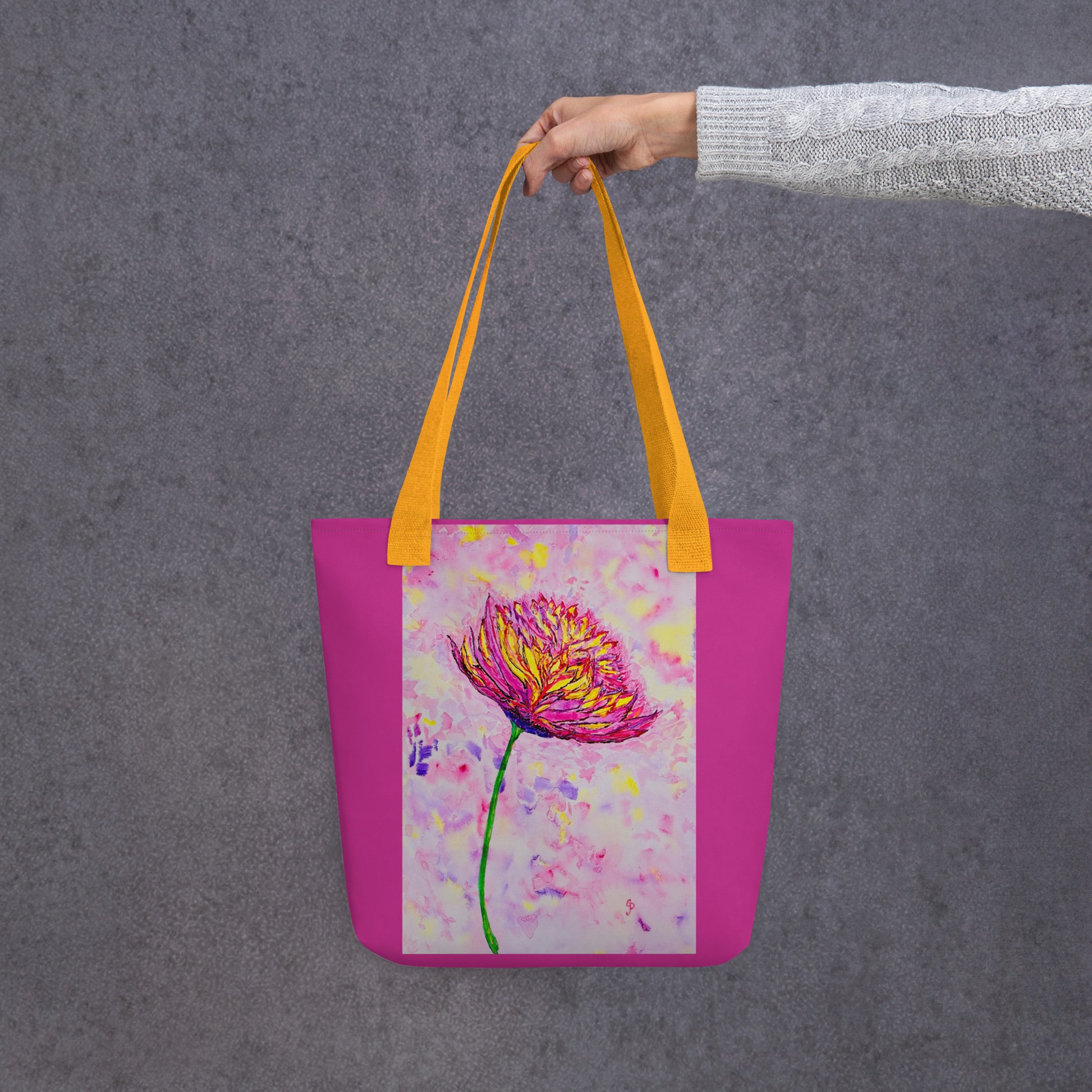 Tote bag with original watercolor artwork, featuring a spacious interior, sturdy straps, and lightweight design—perfect for travel, overnight stays, or stylish carry-on use.