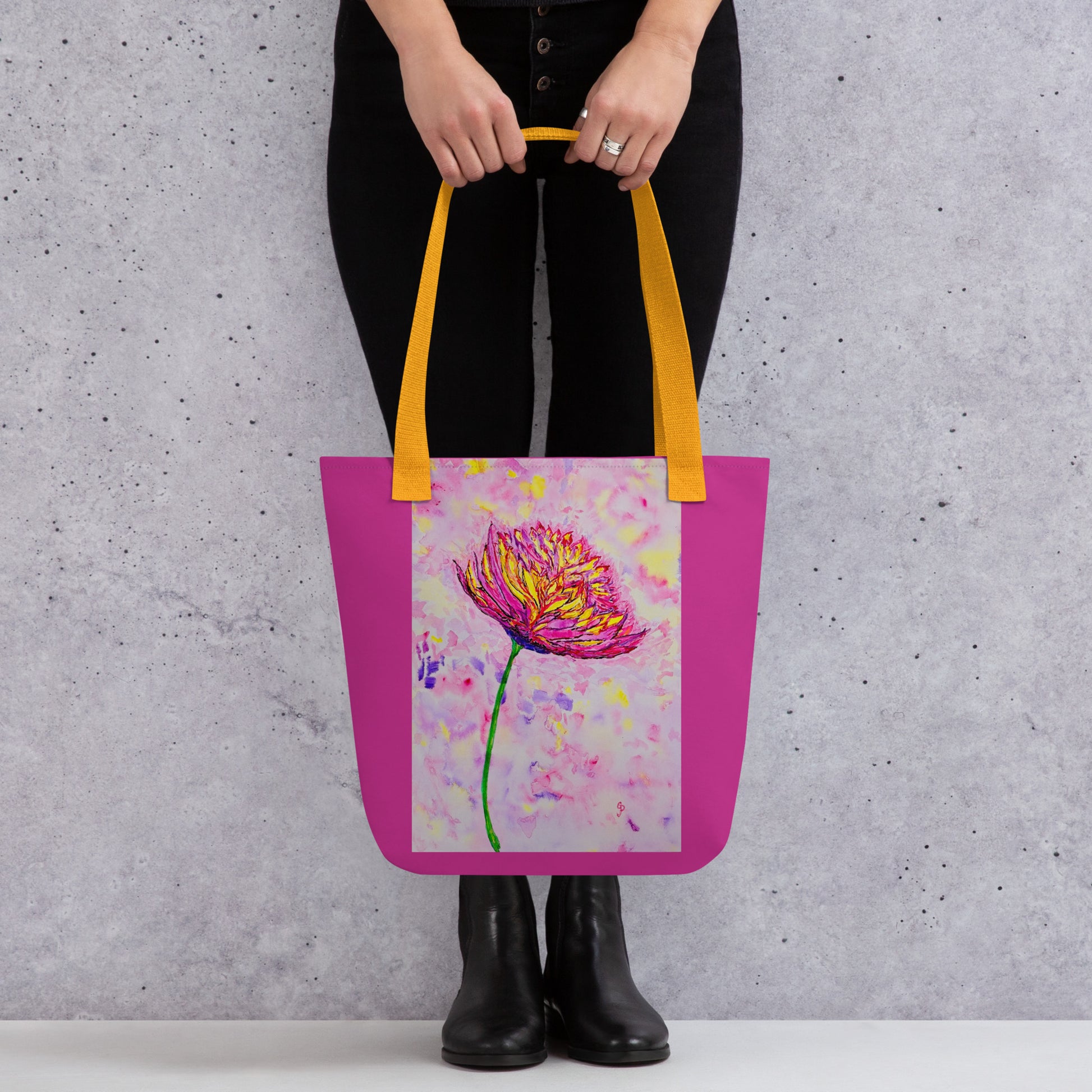 Tote bag with original watercolor artwork, featuring a spacious interior, sturdy straps, and lightweight design—perfect for travel, overnight stays, or stylish carry-on use.